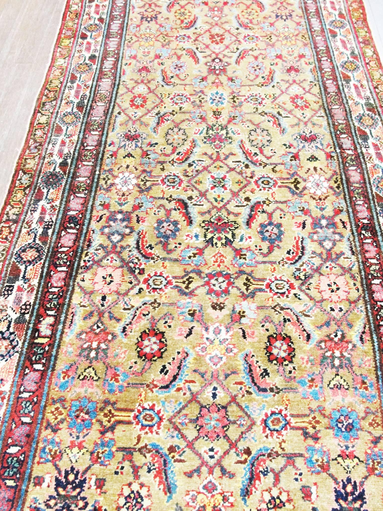 Antique Persian Malayer Runner, Camel Color For Sale 2