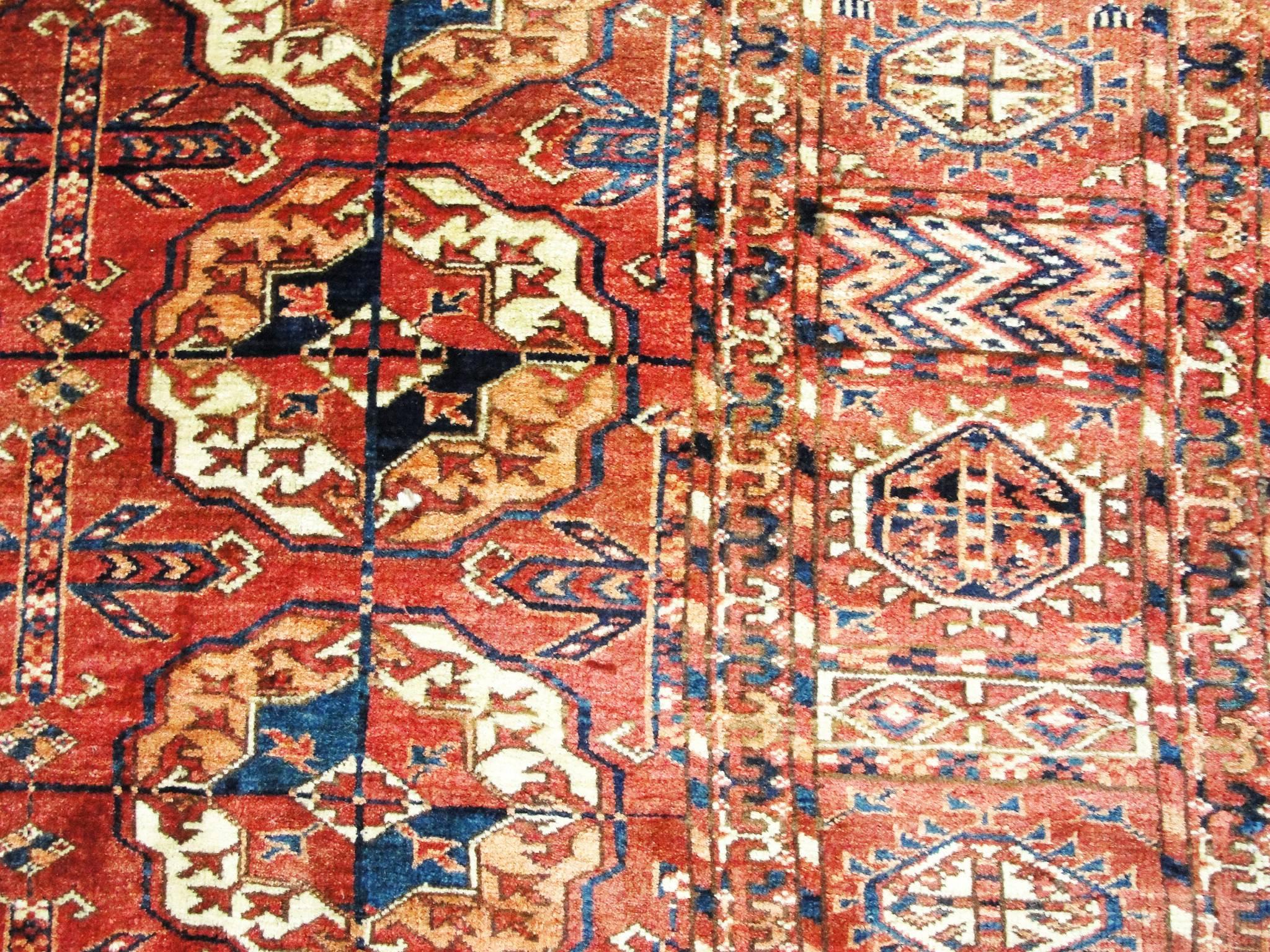 Most Unusual Turkoman Main Carpet In Excellent Condition In Evanston, IL