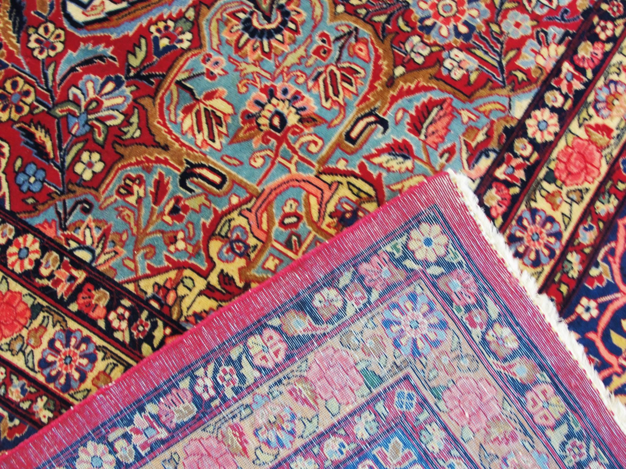 Hand-Knotted Antique Persian Dabbir Kashan Carpet For Sale