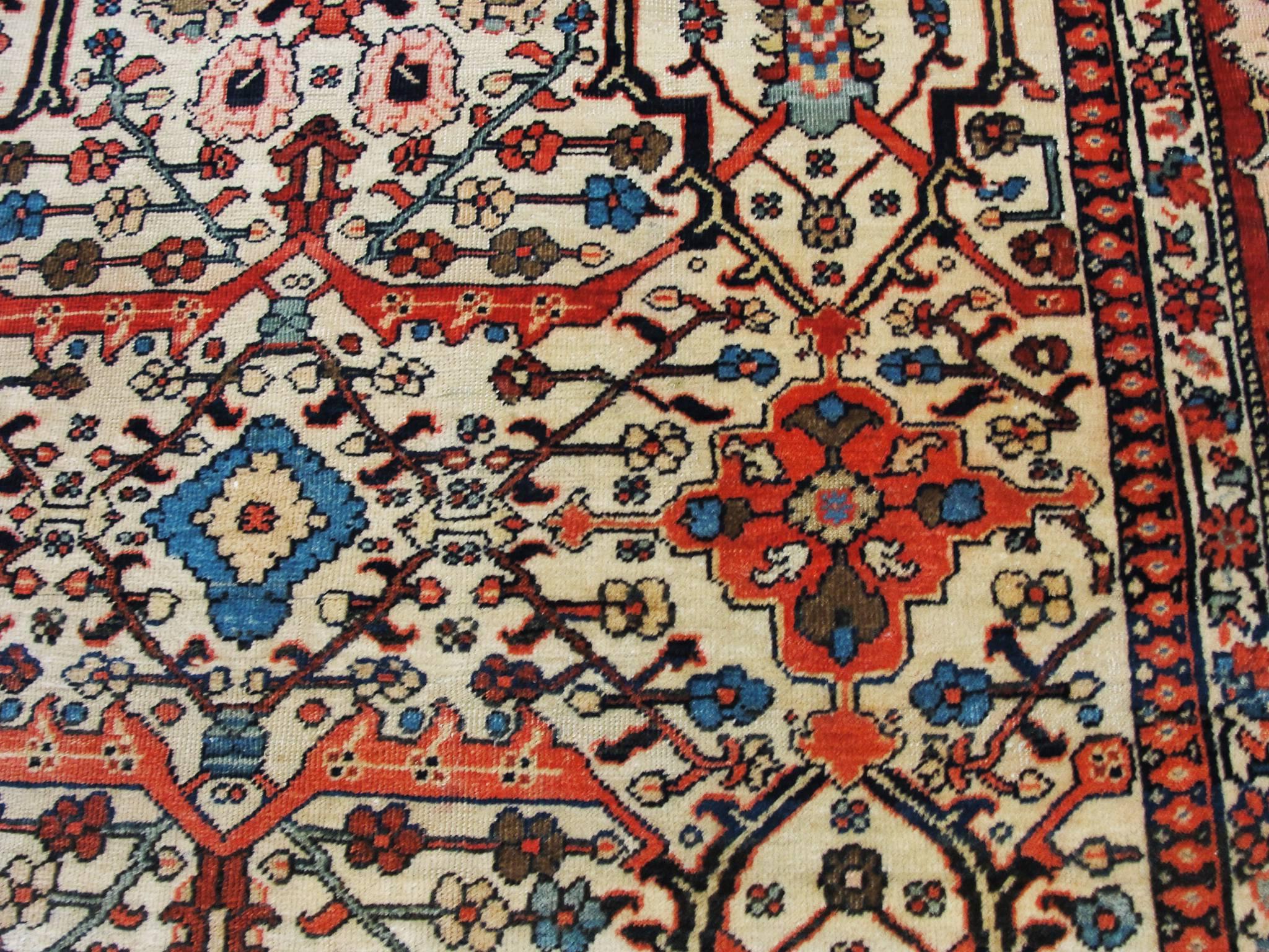 Sarouk Farahan Antique Persian Feraghan Sarouk Carpet, 6'8