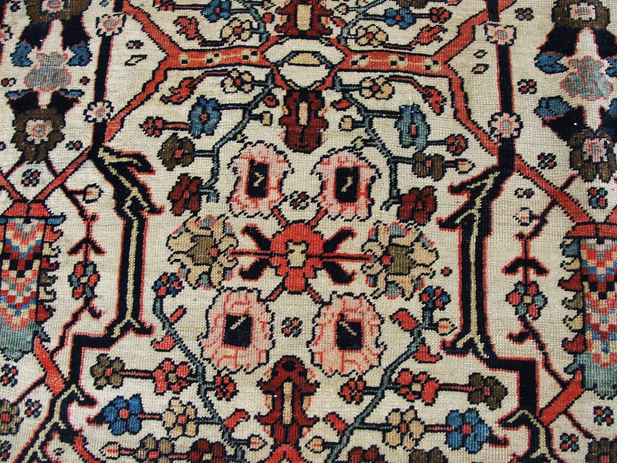 Hand-Knotted Antique Persian Feraghan Sarouk Carpet, 6'8