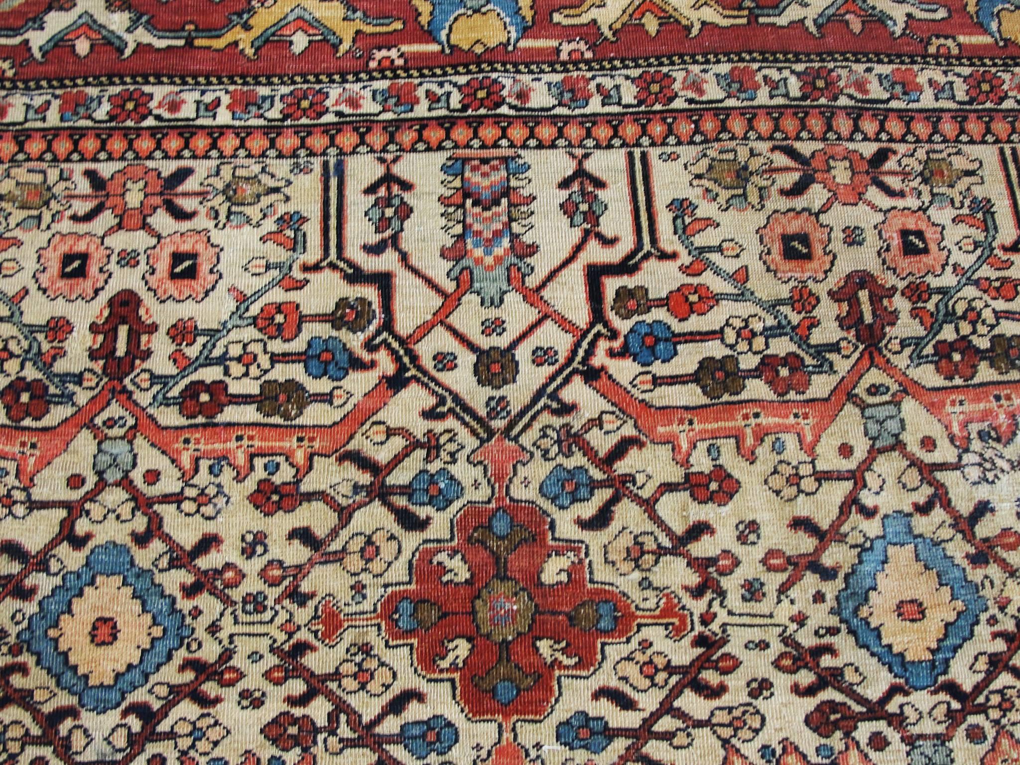19th Century Antique Persian Feraghan Sarouk Carpet, 6'8