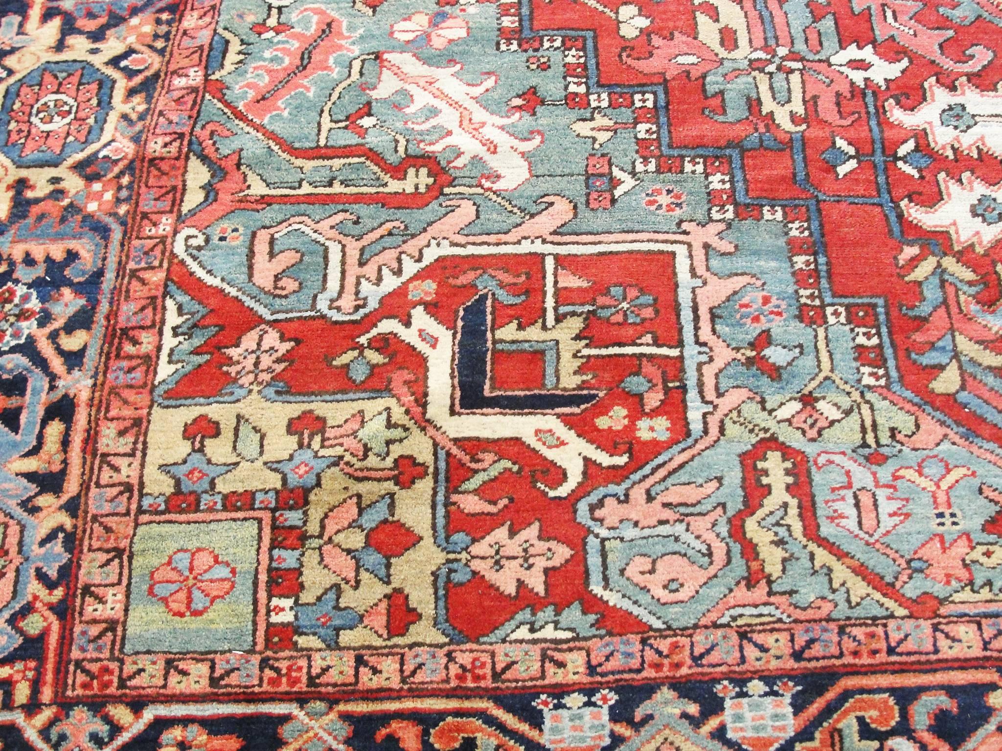 Hand-Knotted  Antique Persian Heriz/Serapi Carpet, Charming, 9' x 12'7
