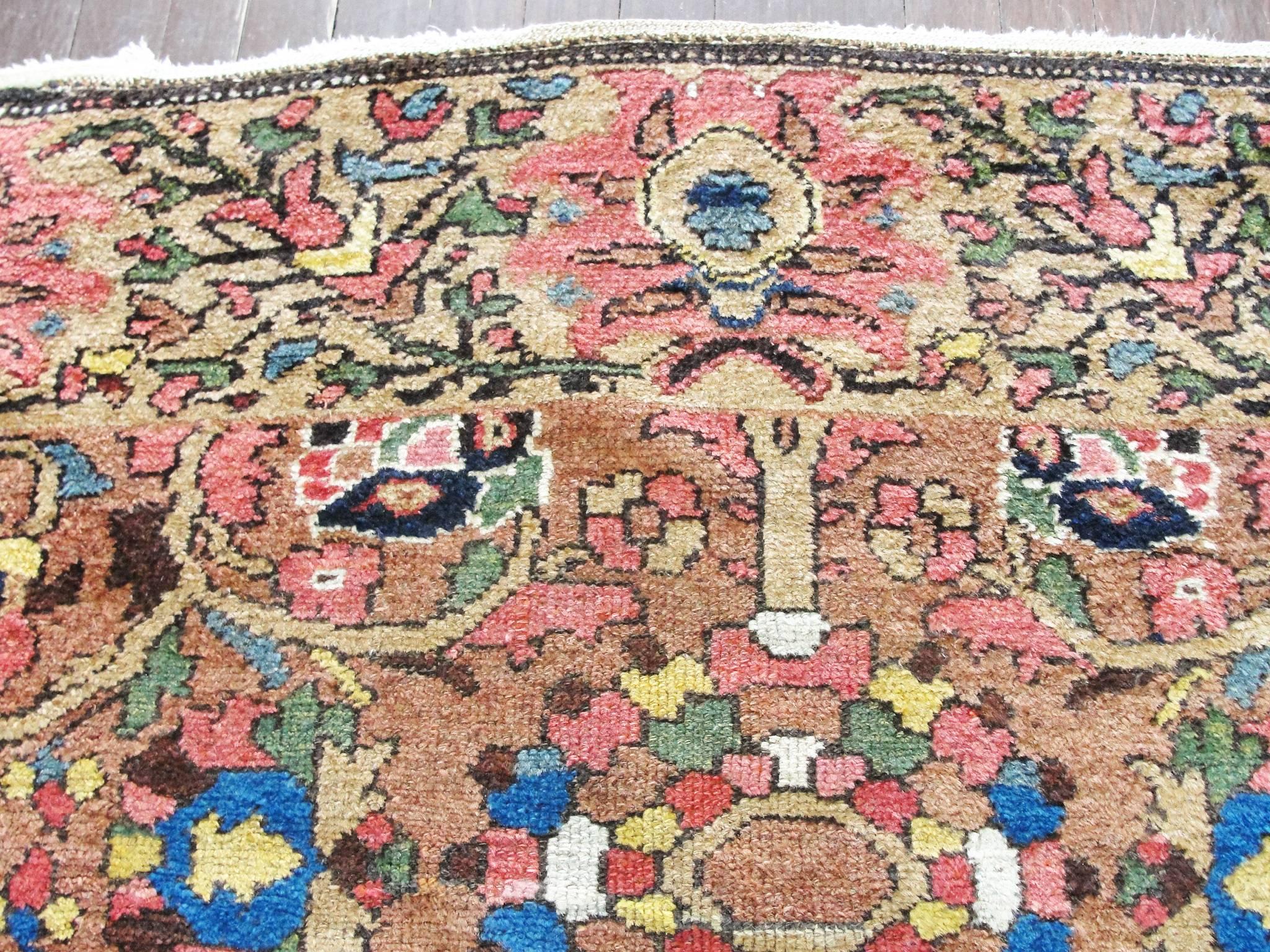 Antique Heriz sampler Tree and Life Rug In Excellent Condition In Evanston, IL
