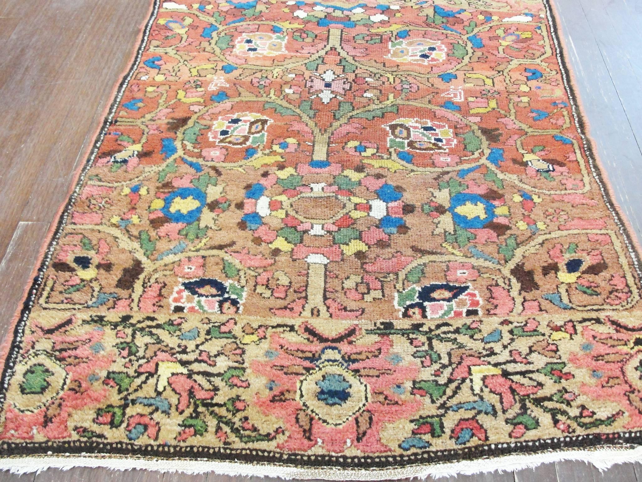 Early 20th Century Antique Heriz sampler Tree and Life Rug