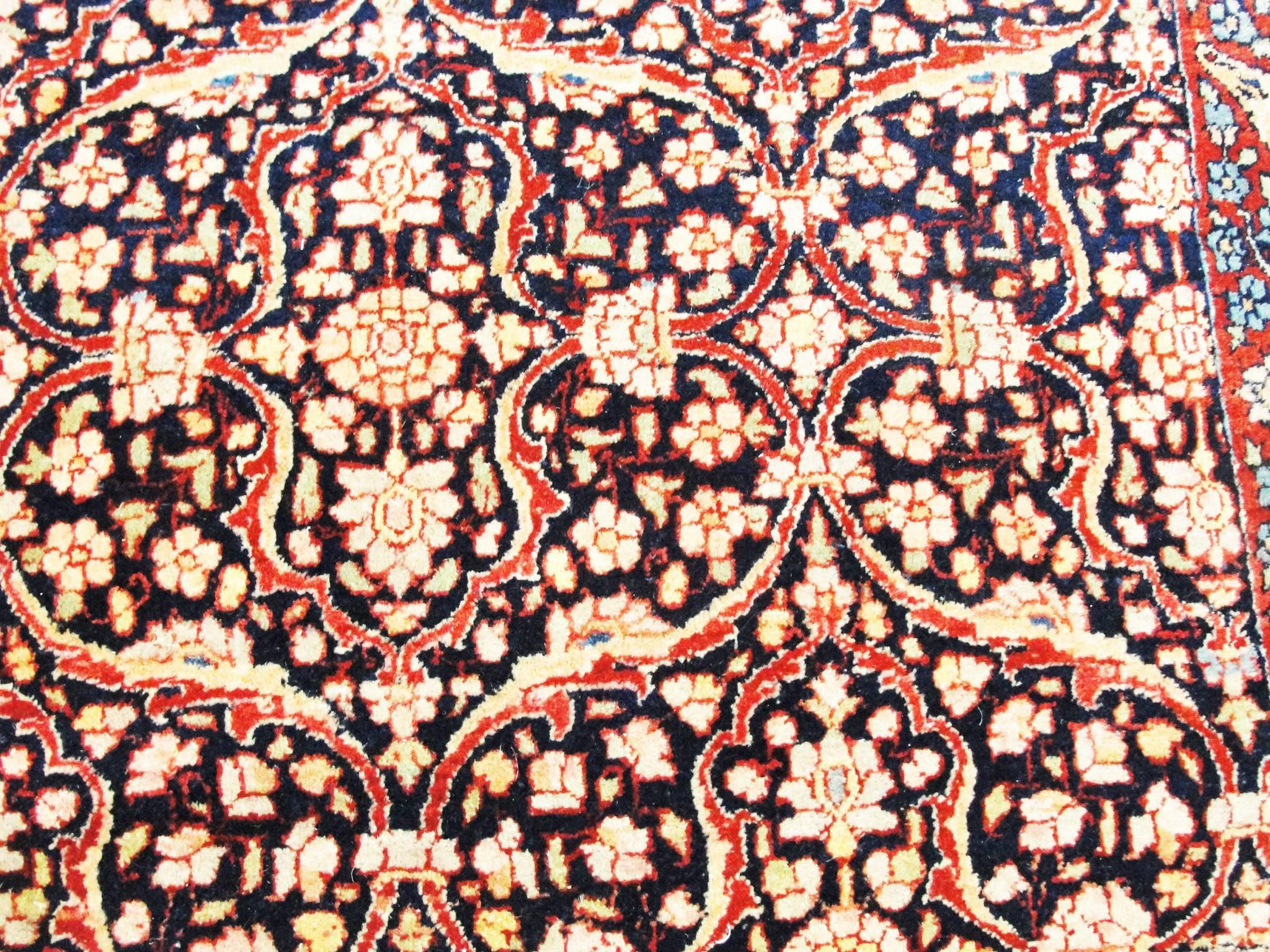 Hand-Knotted Antique Persian Tehran Carpet For Sale