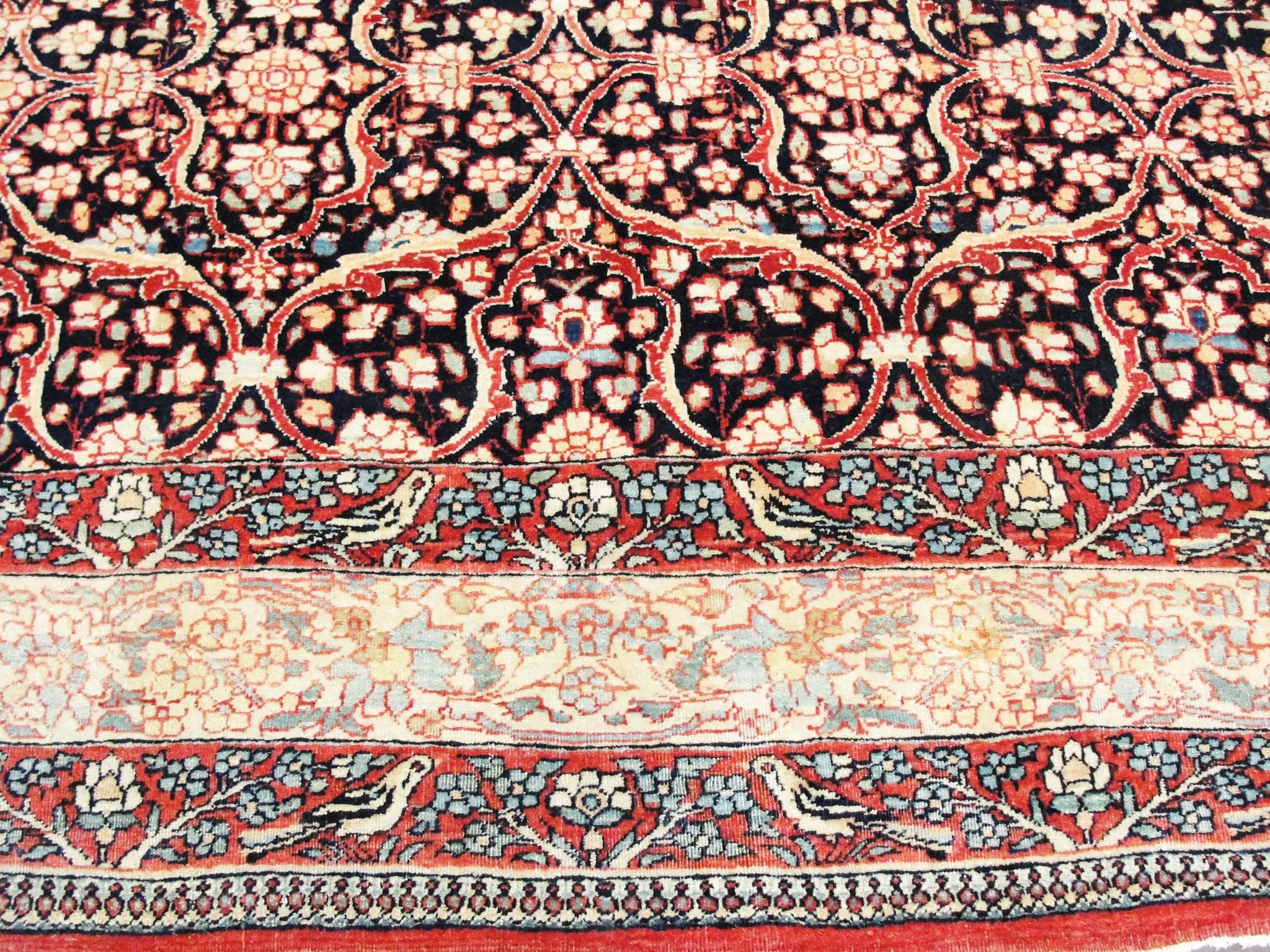 Antique Persian Tehran Carpet In Excellent Condition For Sale In Evanston, IL