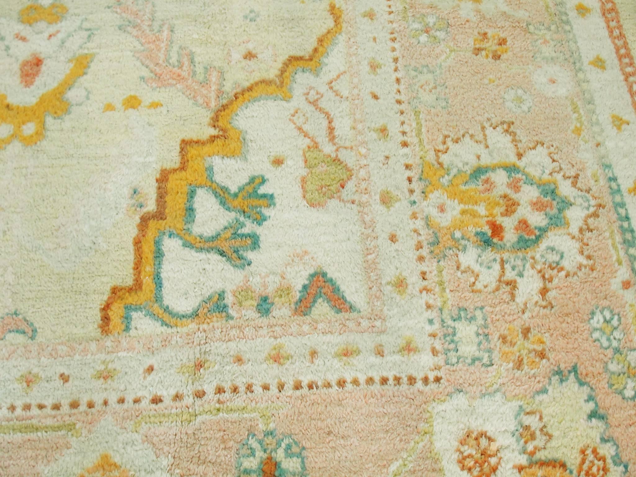 Hand-Knotted Antique Oushak Carpet , 10'9