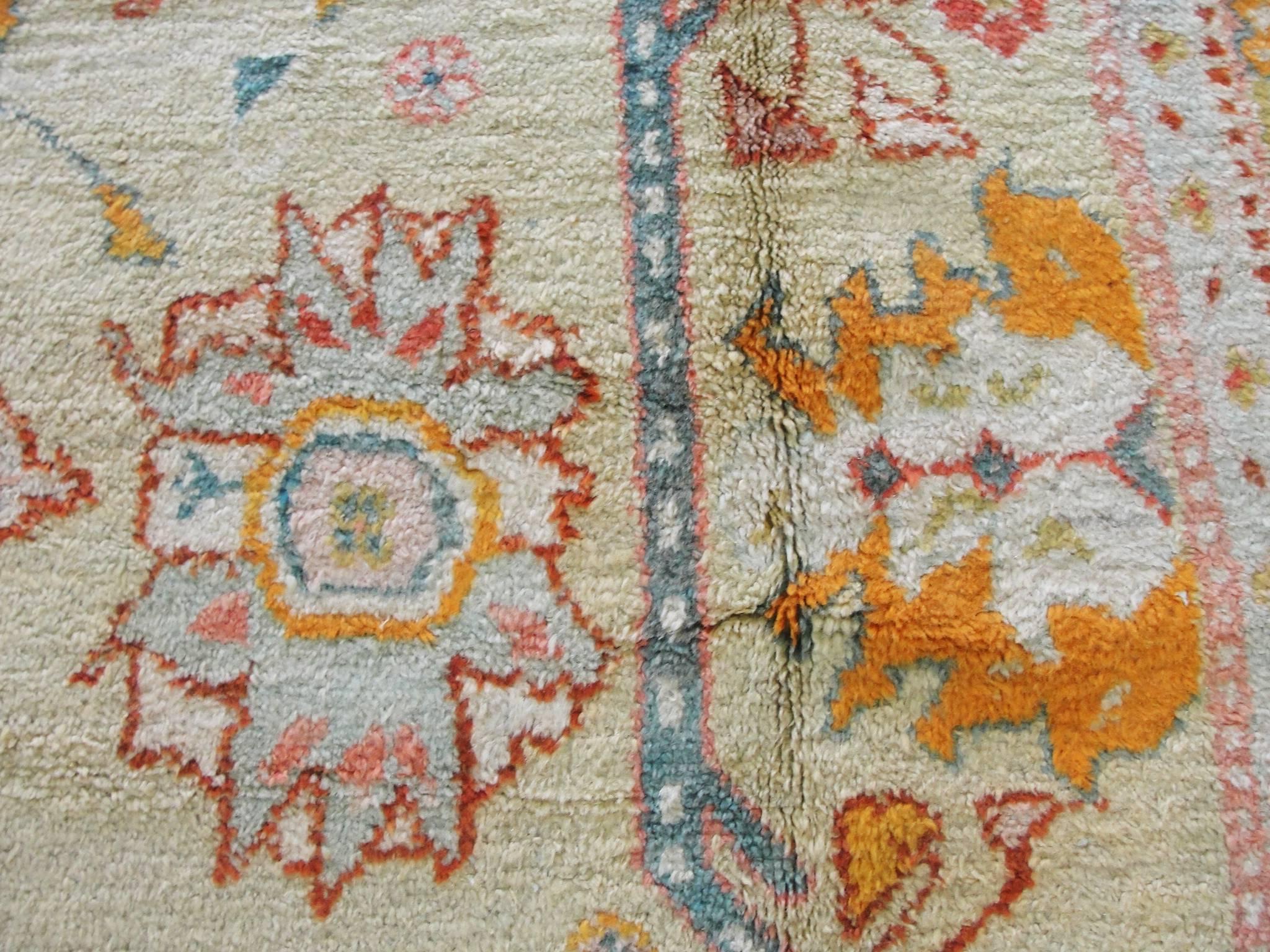 Wool Antique Oushak Carpet , 10'9