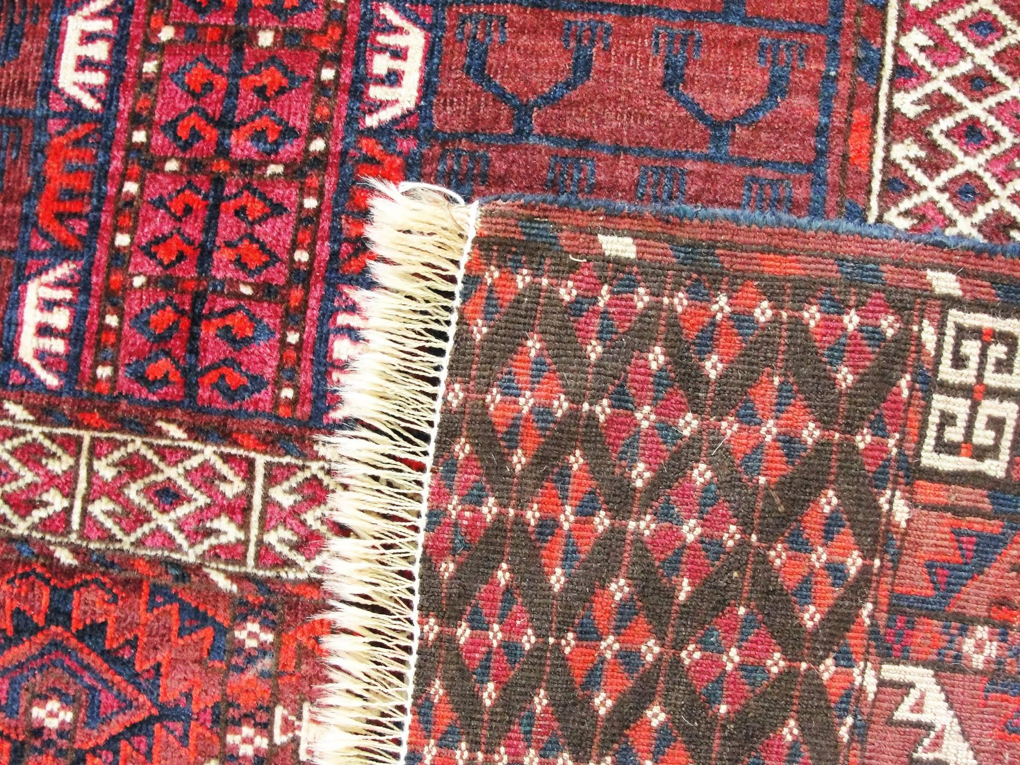 Tribal Antique Fine Tekkeh Turkoman Engsi Hatchli Four Seasons Rug