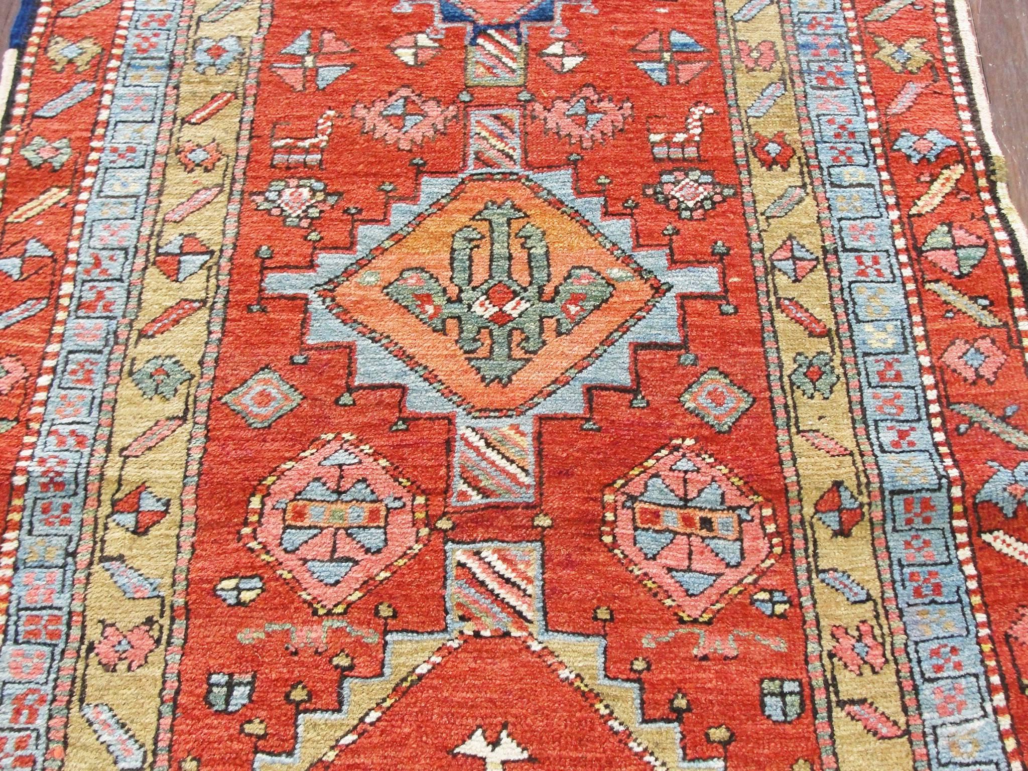 Wool Antique Serapi/ Heriz Runner, 3'2