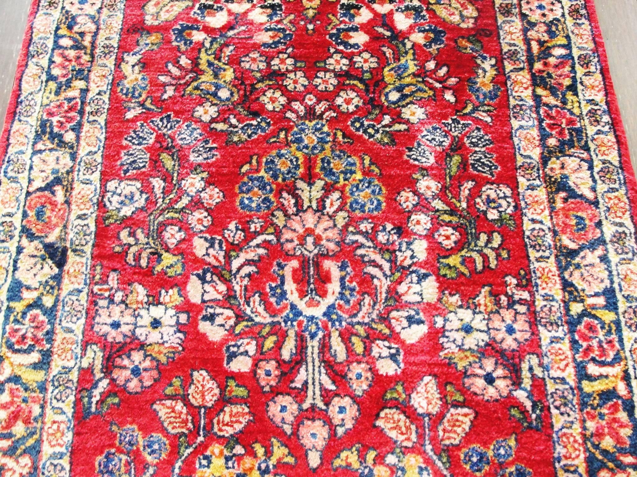 Wool Antique Persian Sarouk Runner For Sale