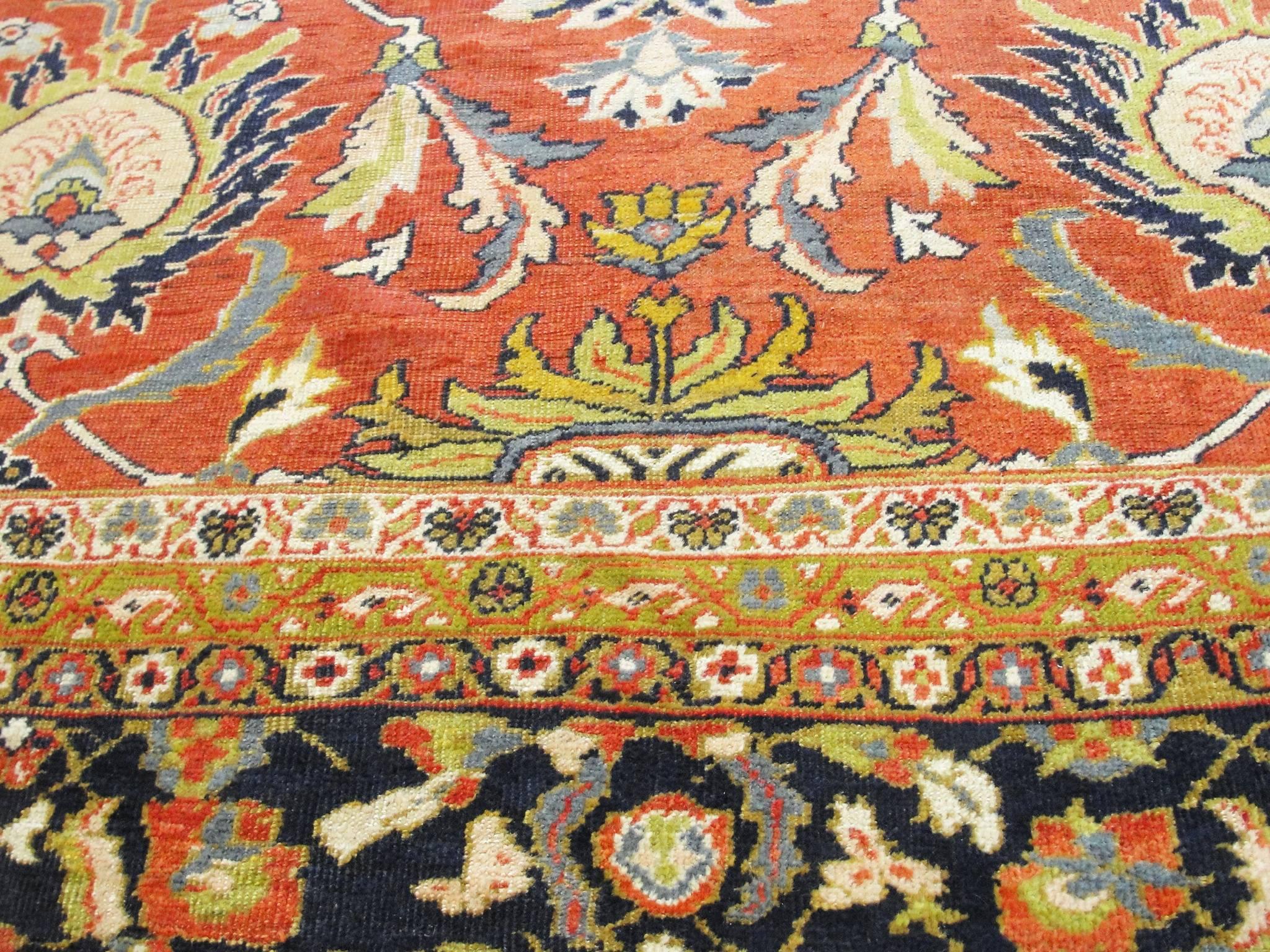 Wool Stunning Antique Persian Sultanabad Carpet For Sale