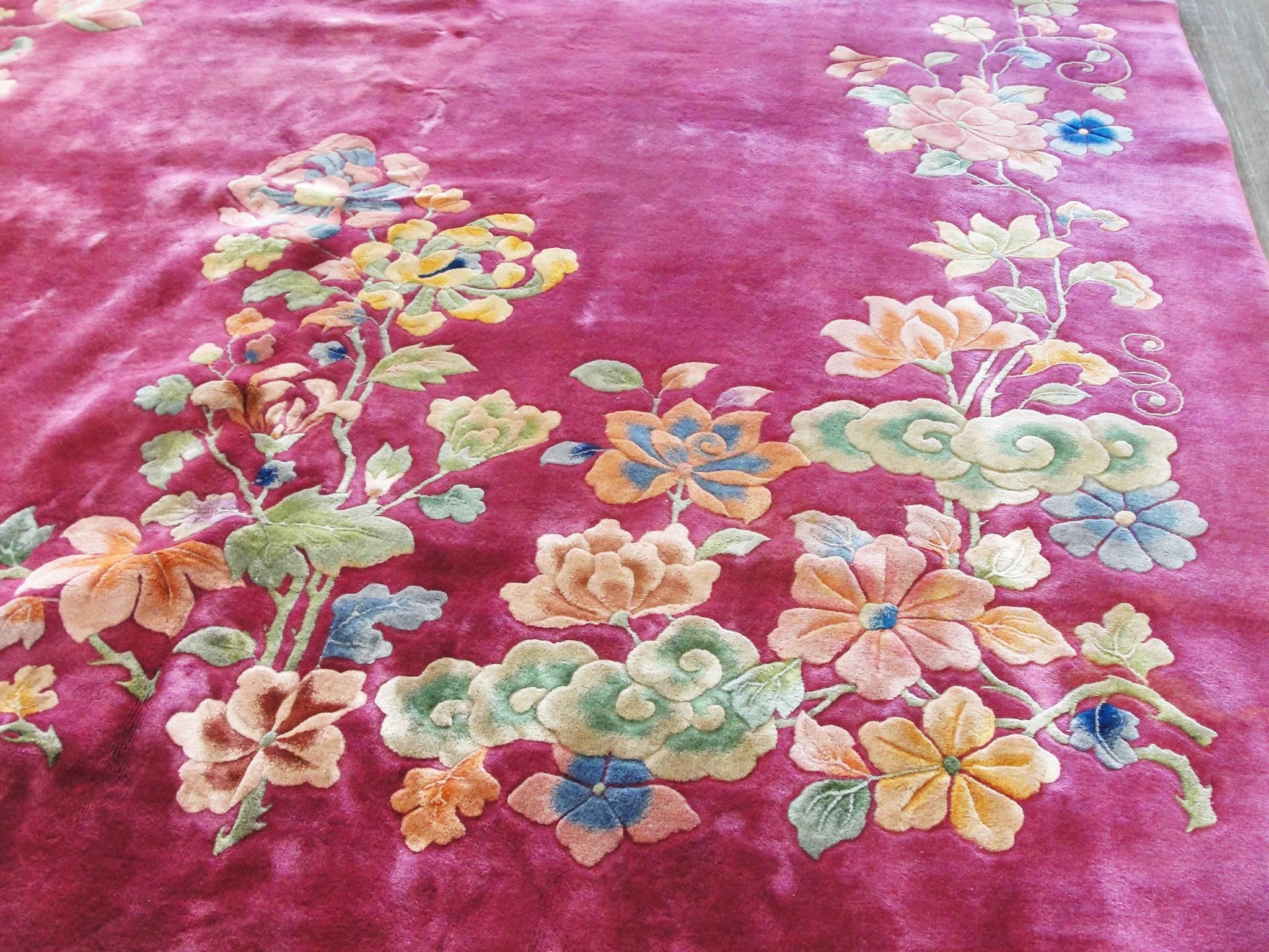 20th Century Antique Chinese Art Deco Carpet, 8'6