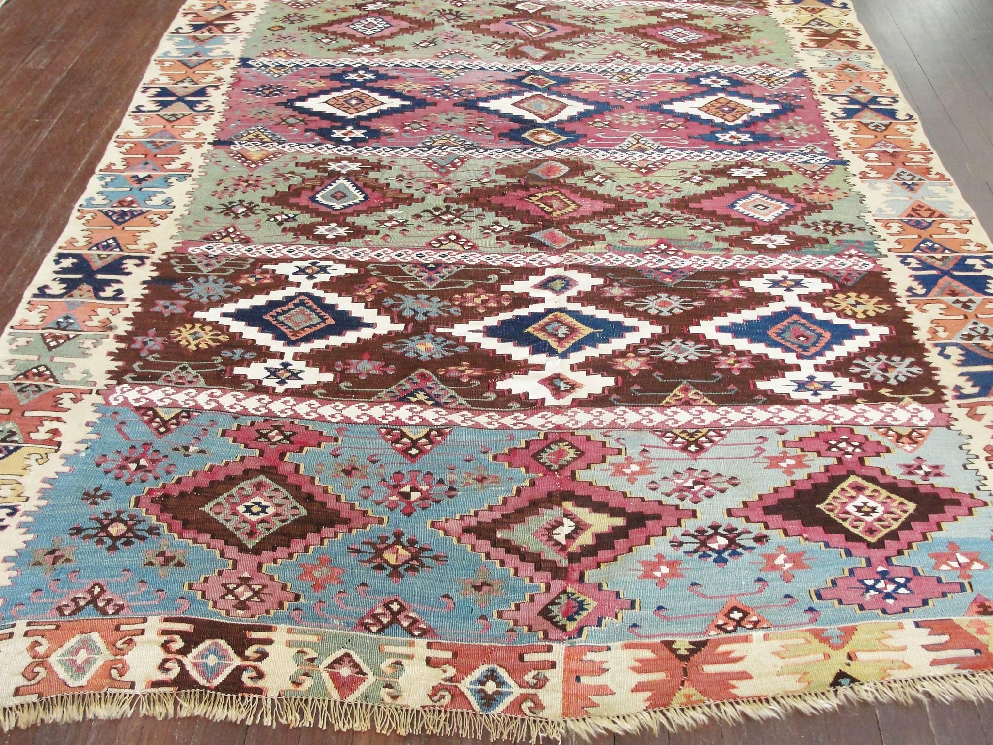 Hand-Knotted Antique Turkish/Caucasian Kilim, 6'4