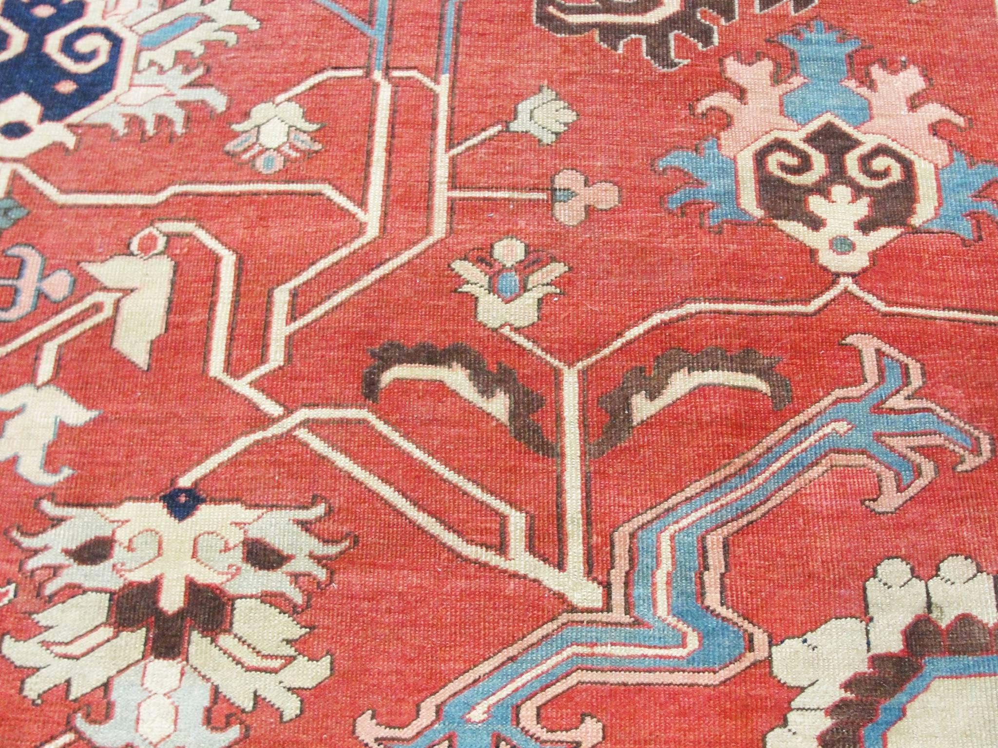 19th Century Antique Serapi Carpet, 9'2
