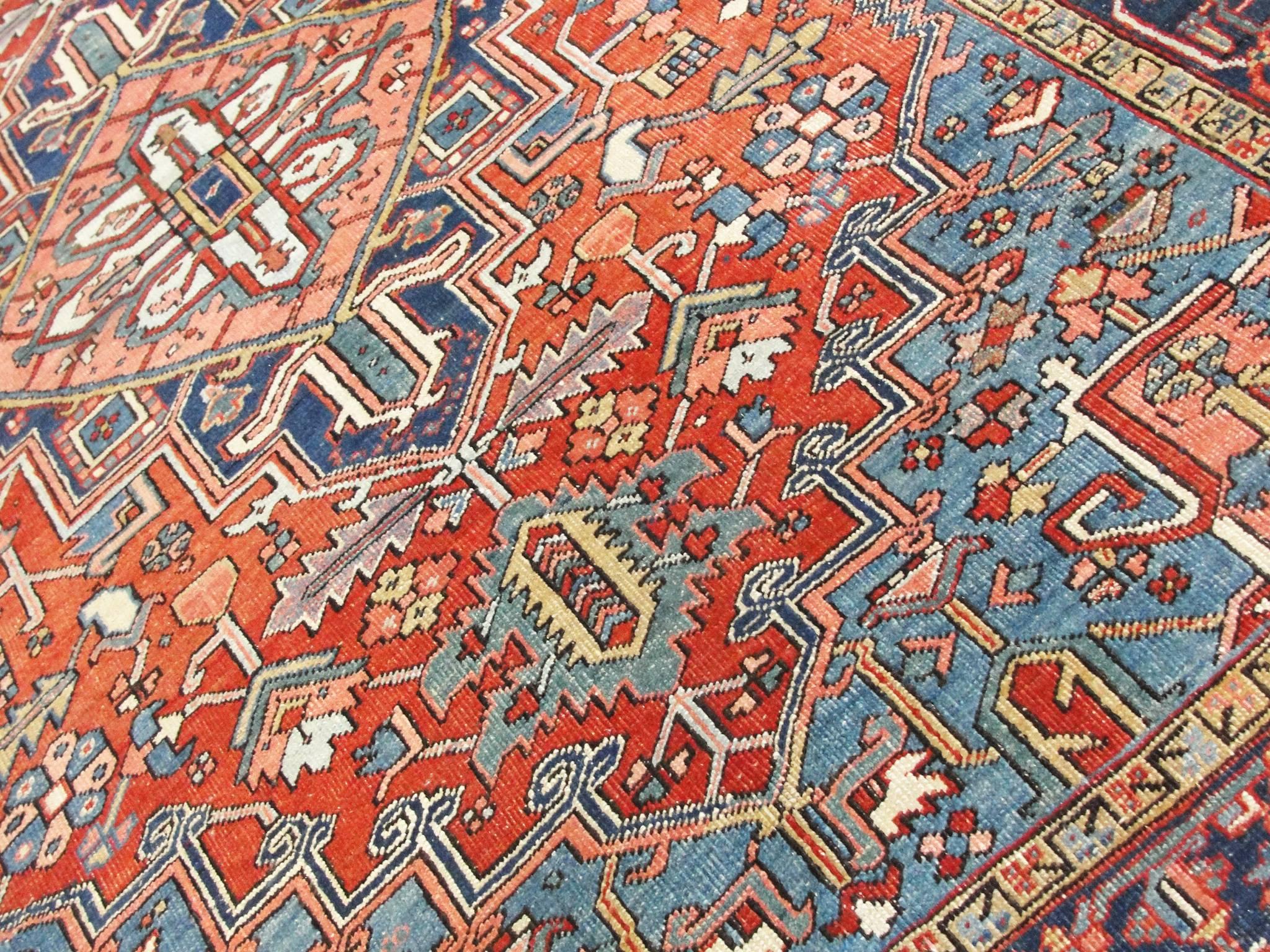 Hand-Knotted Attractive Antique Persian Heriz Carpet