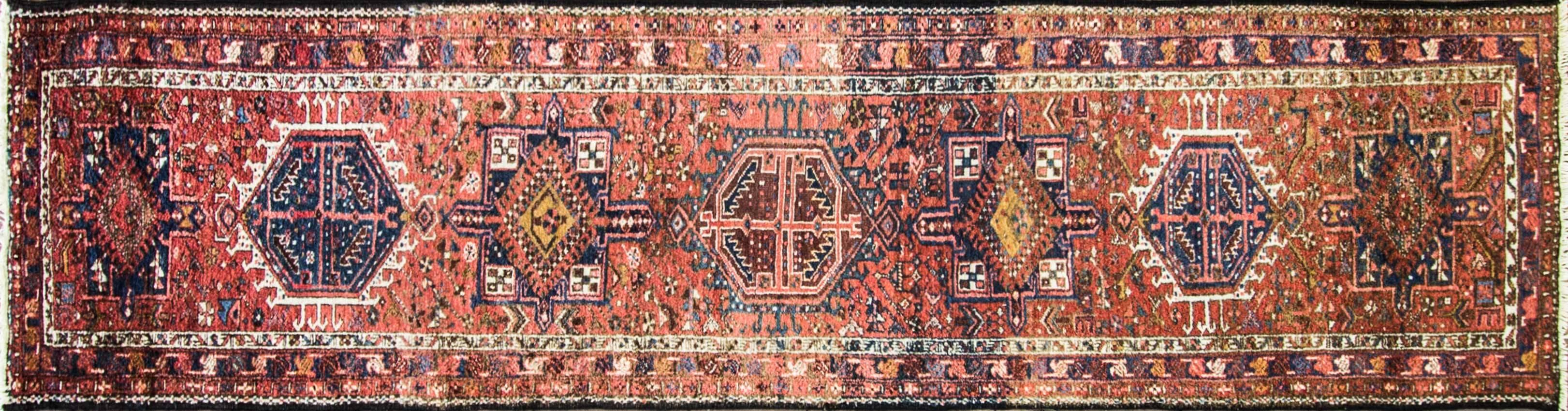 Karajah, Heriz, Serapi, Bakshaish. Karaja and Serapi or Bakshaish all are villages in the district of Heriz north west Persia. Since mid-19th century rugs from these area imported to US and European market. This Karaja rug like many other antique