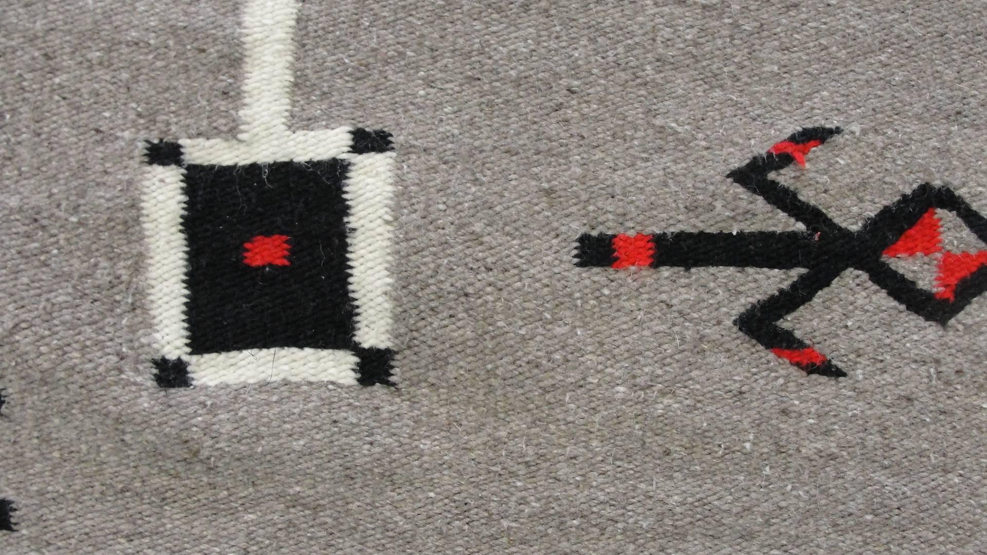 Hand-Knotted Two Grey Hills Navajo Rug