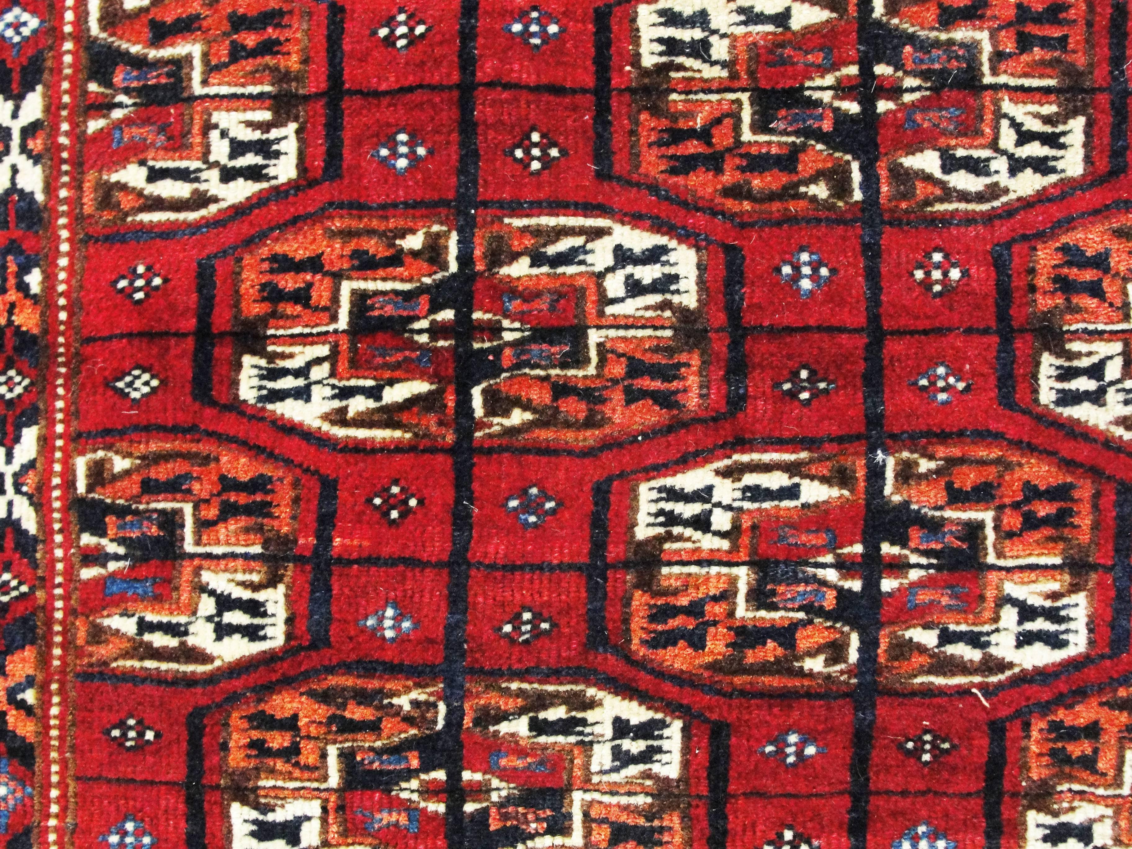 Hand-Knotted  Persian Turkoman Tekke Carpet 6'1