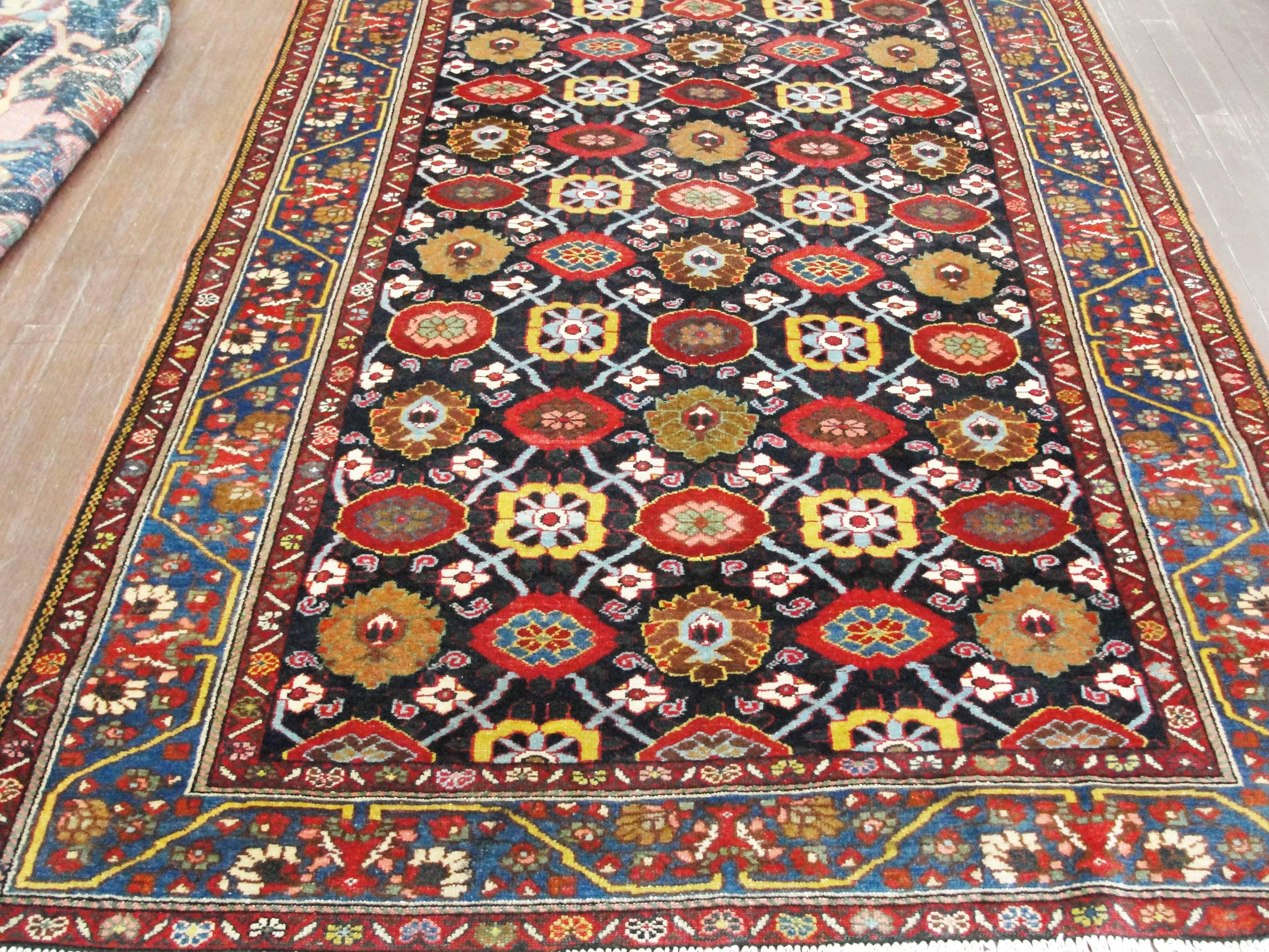 Wool Antique Persian Bakhtiari Rug, Mina Khani Design, Free Shipping