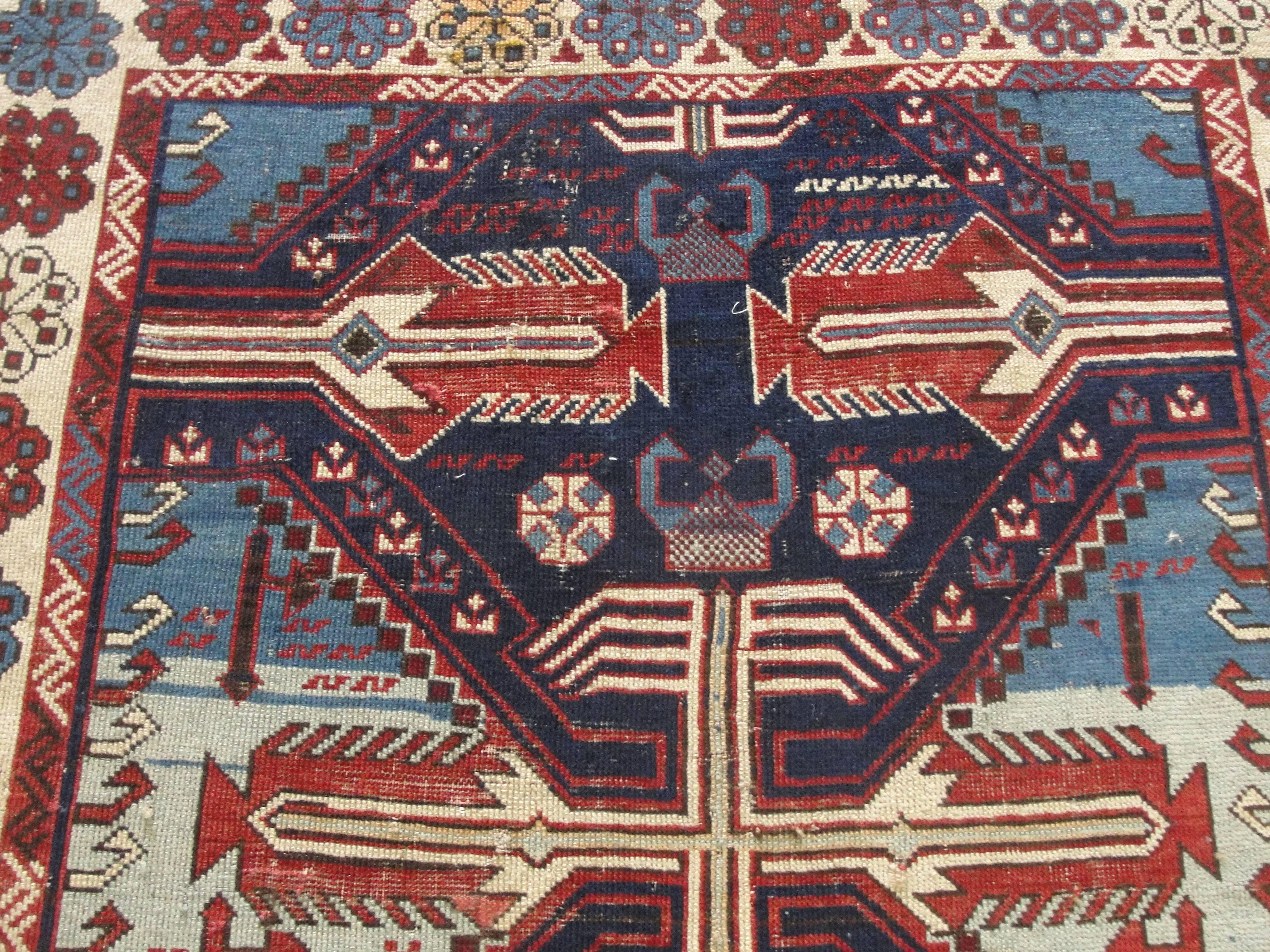 Wool Amazing Antique Caucasian Shirvan Rug