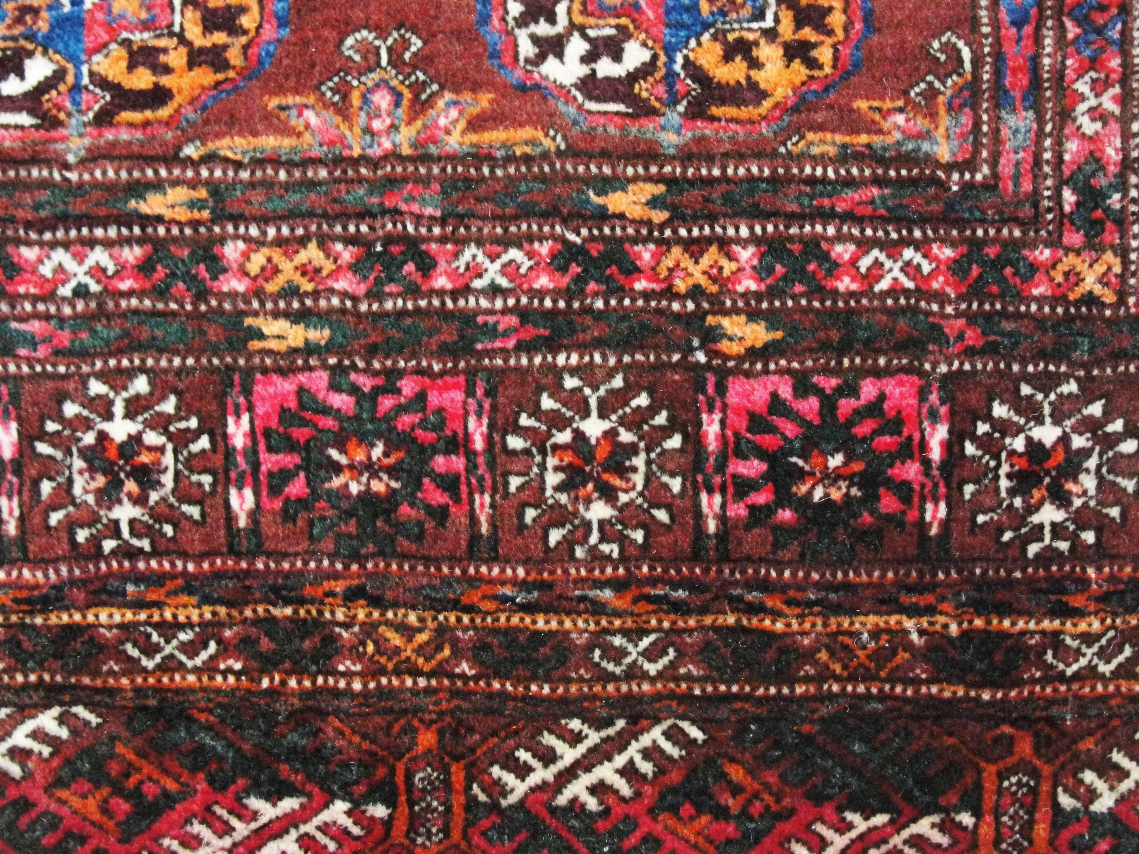 Hand-Knotted Antique Fine Tekkeh Turkoman Rug For Sale