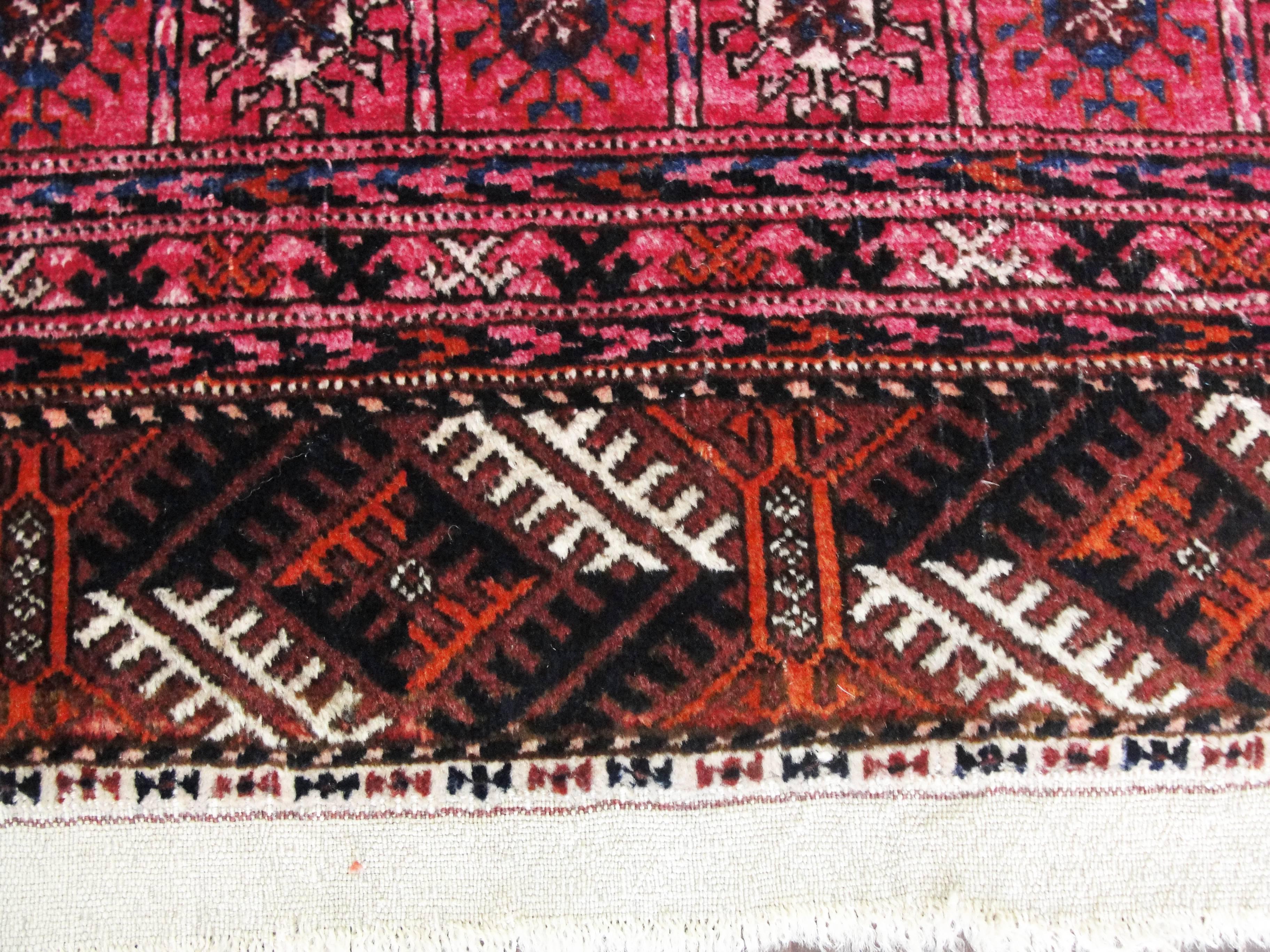 Wool Antique Fine Tekkeh Turkoman Rug For Sale