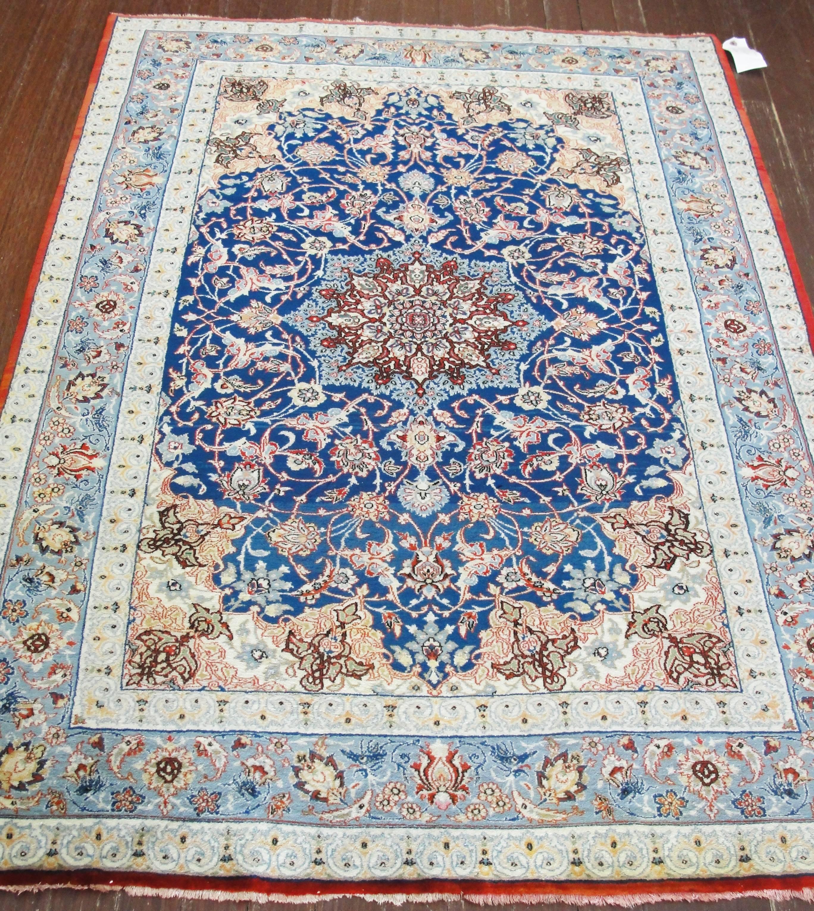 Hand-Knotted Antique Persian Isfahan Rug For Sale