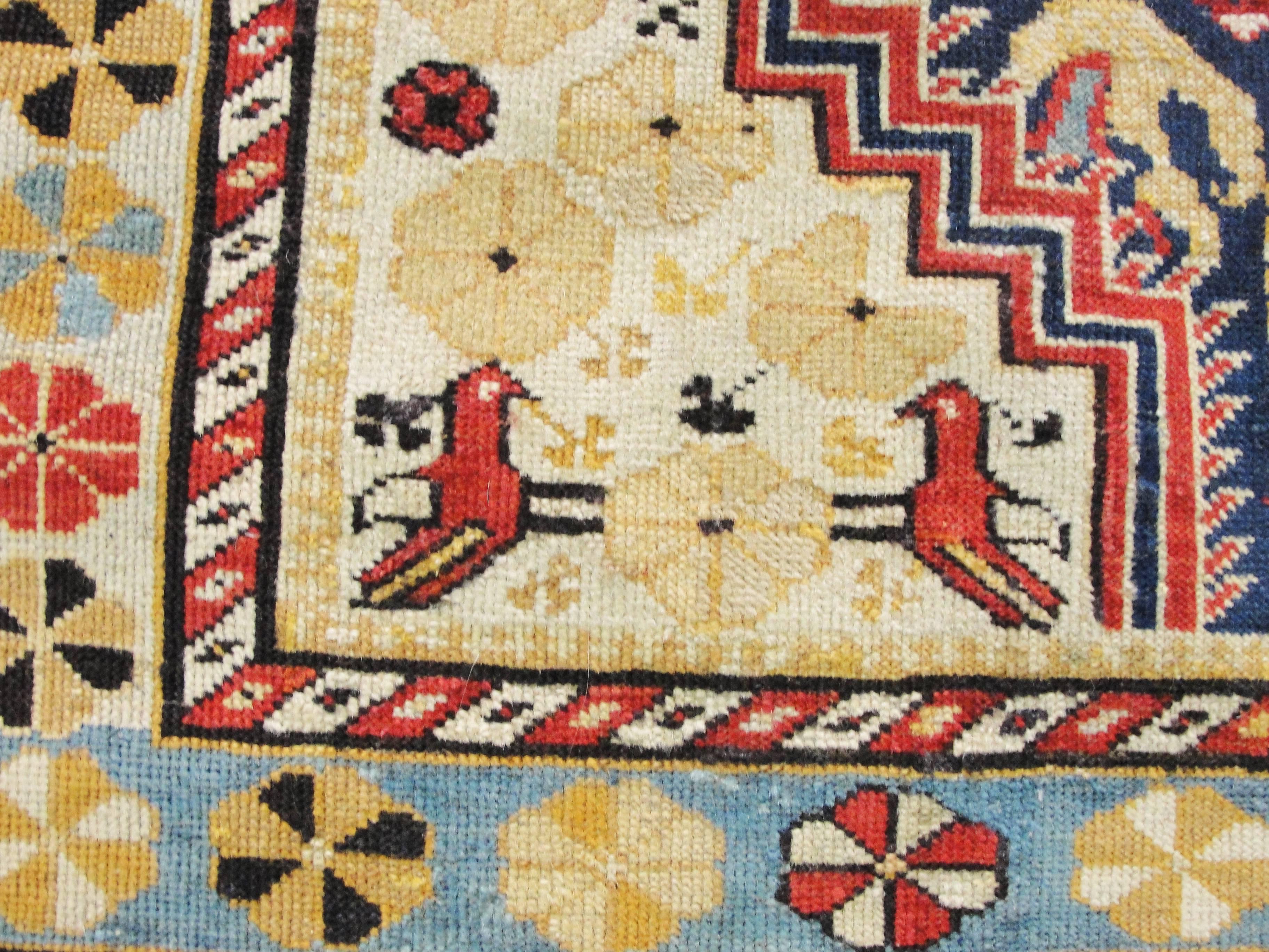 Hand-Knotted  Antique Caucasian Khile Rug For Sale