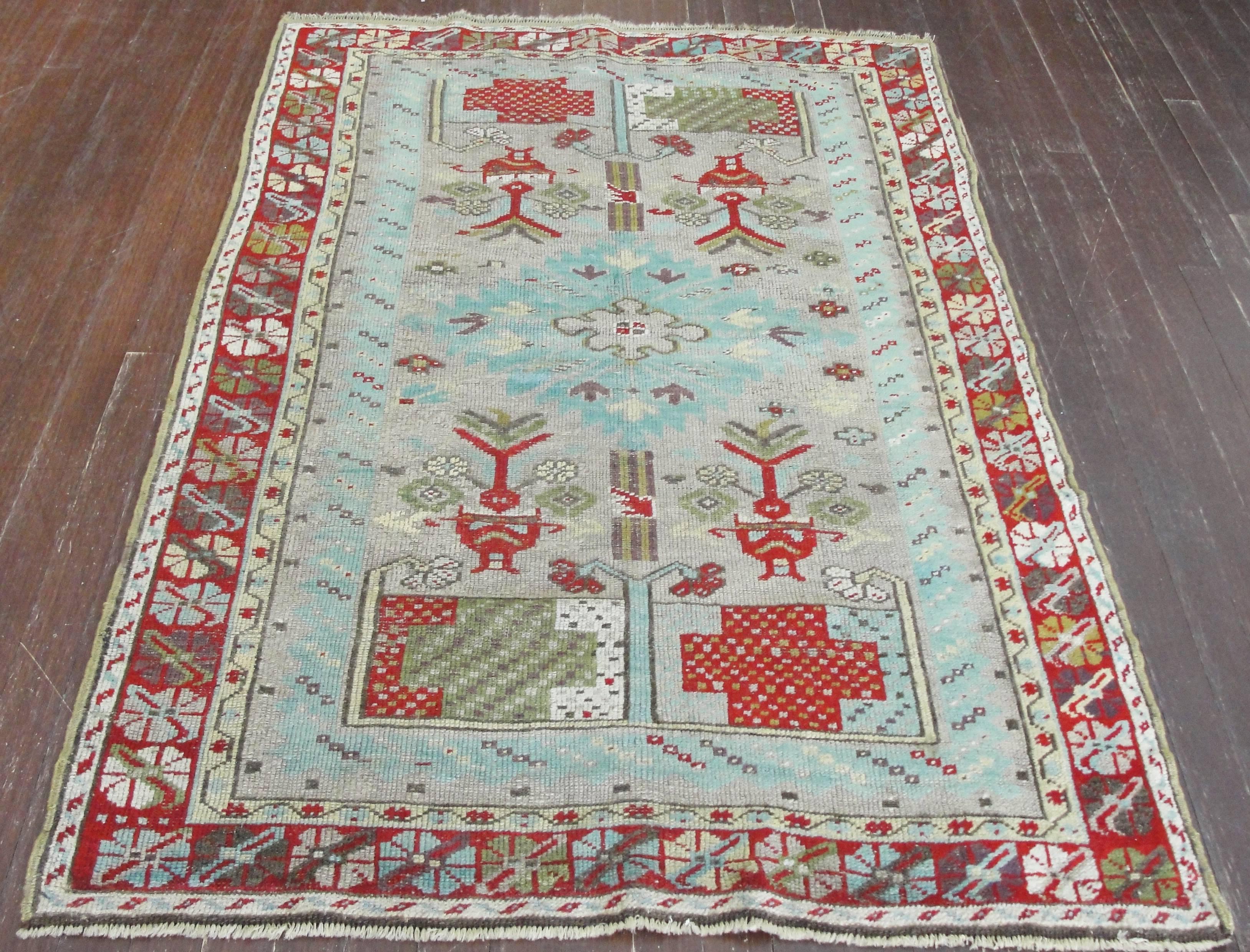  Antique Turkish Ghiordes Rug, 3'5