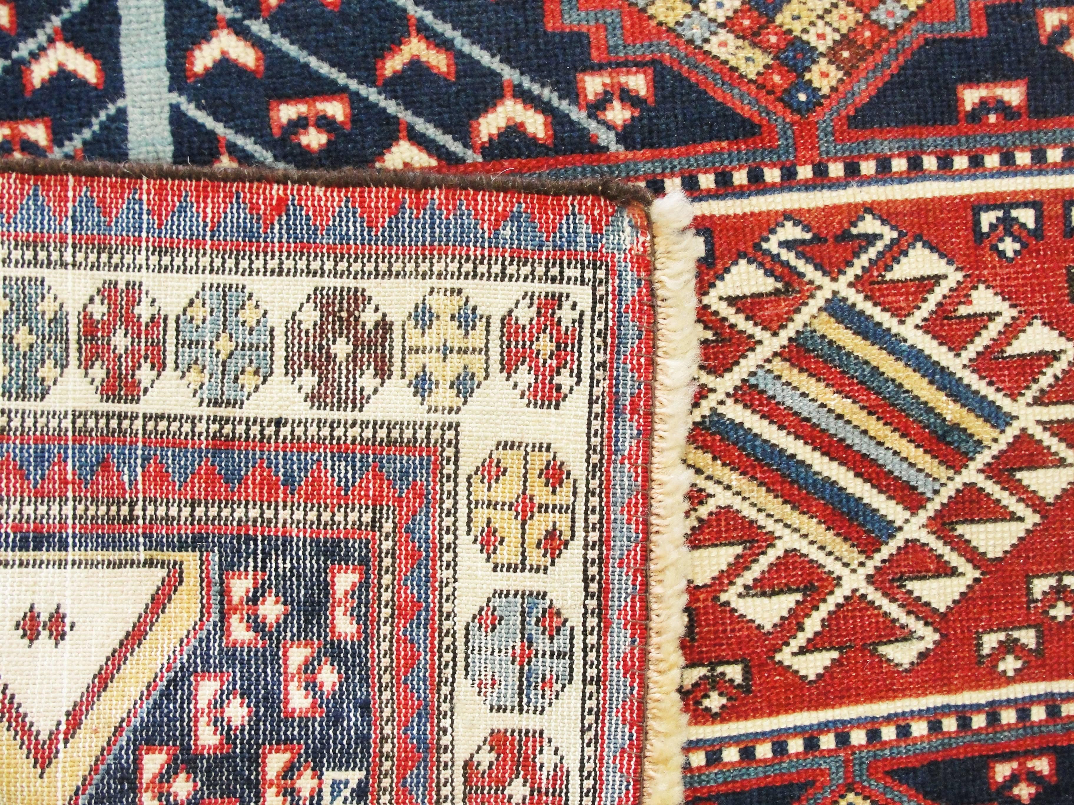 Kazak  Antique Caucasian Baku Rug, 3'10
