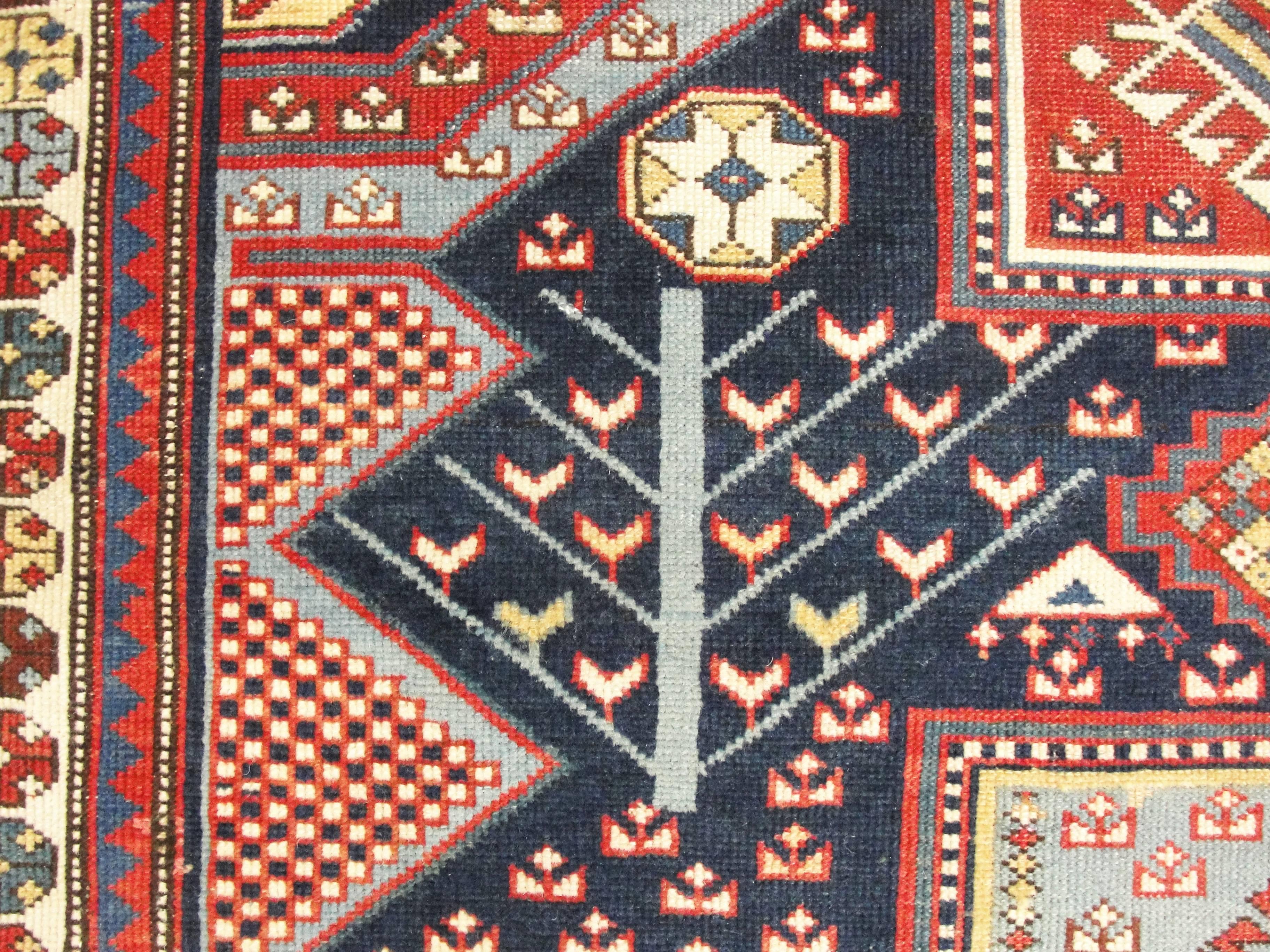 19th Century  Antique Caucasian Baku Rug, 3'10