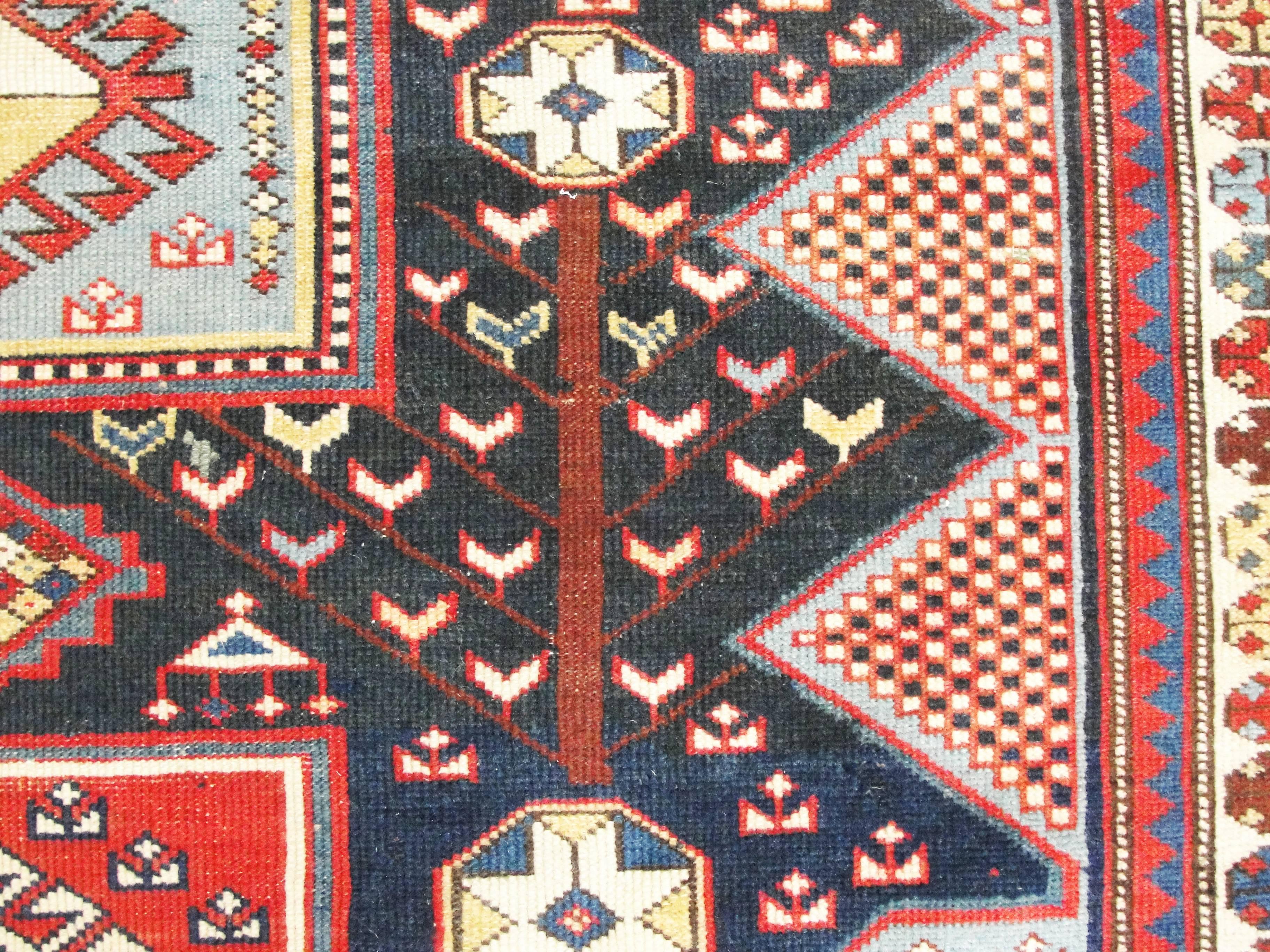 Wool  Antique Caucasian Baku Rug, 3'10