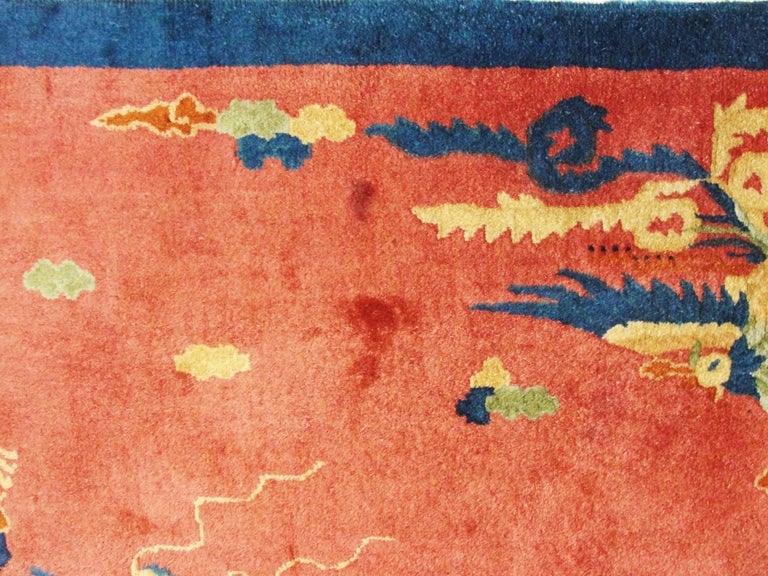 Fascinating Antique Art Deco Dragon Chinese Oriental Rug at 1stDibs