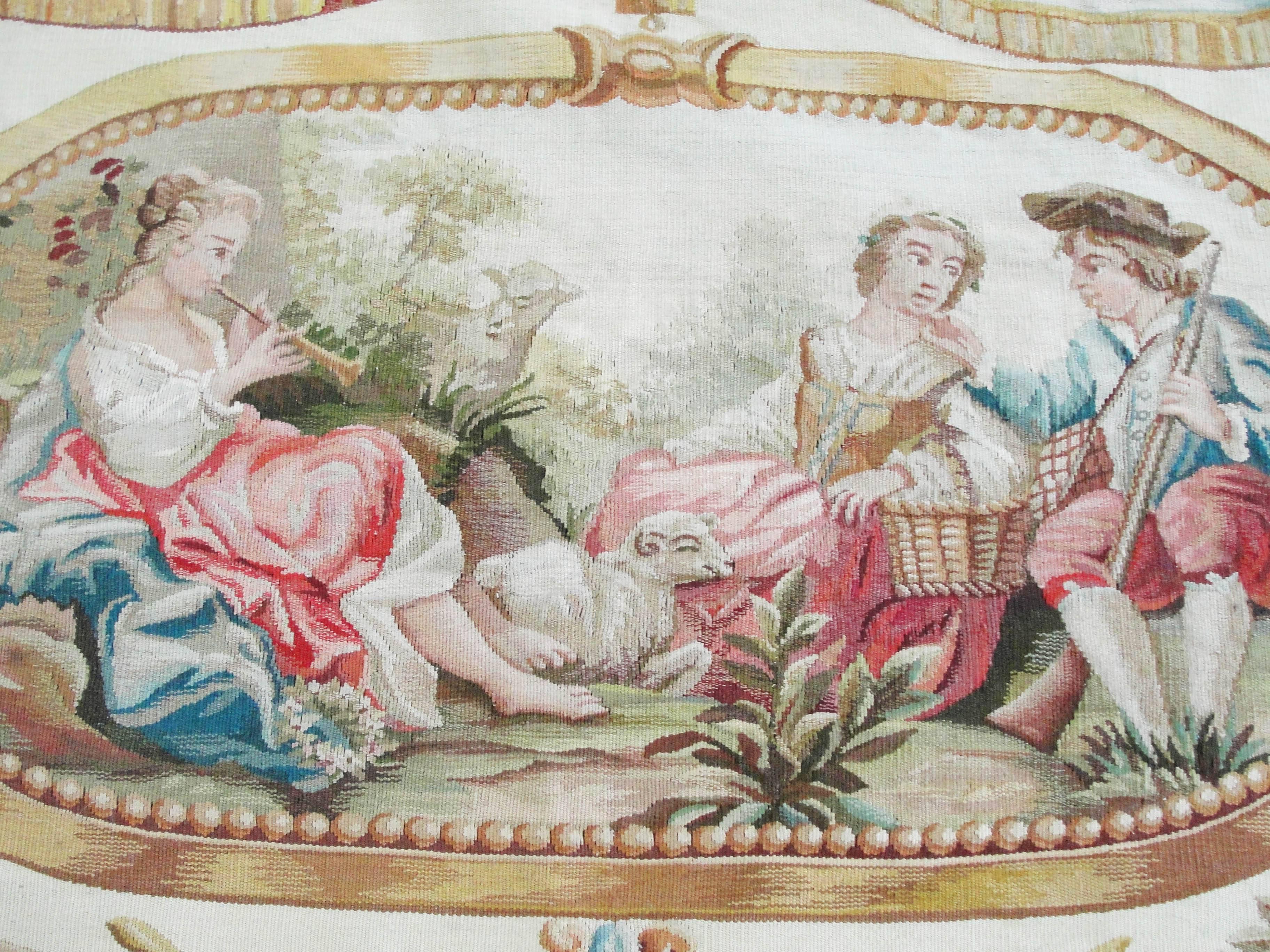 Wool Antique Aubusson Tapestry, Extreme Fine For Sale