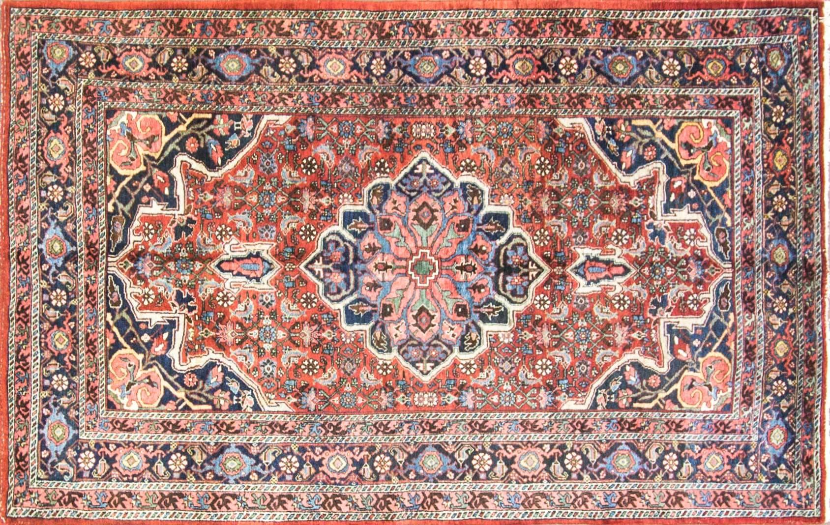 Please ask me the best way to ship this rug.
Bidjar is the name of a small Kurdish town in western Iran. (or Bidjar) Kurdish rugs are often called the Iron Rugs of Iran. The Bijar was a heavy, durable rug that has been very popular in the United