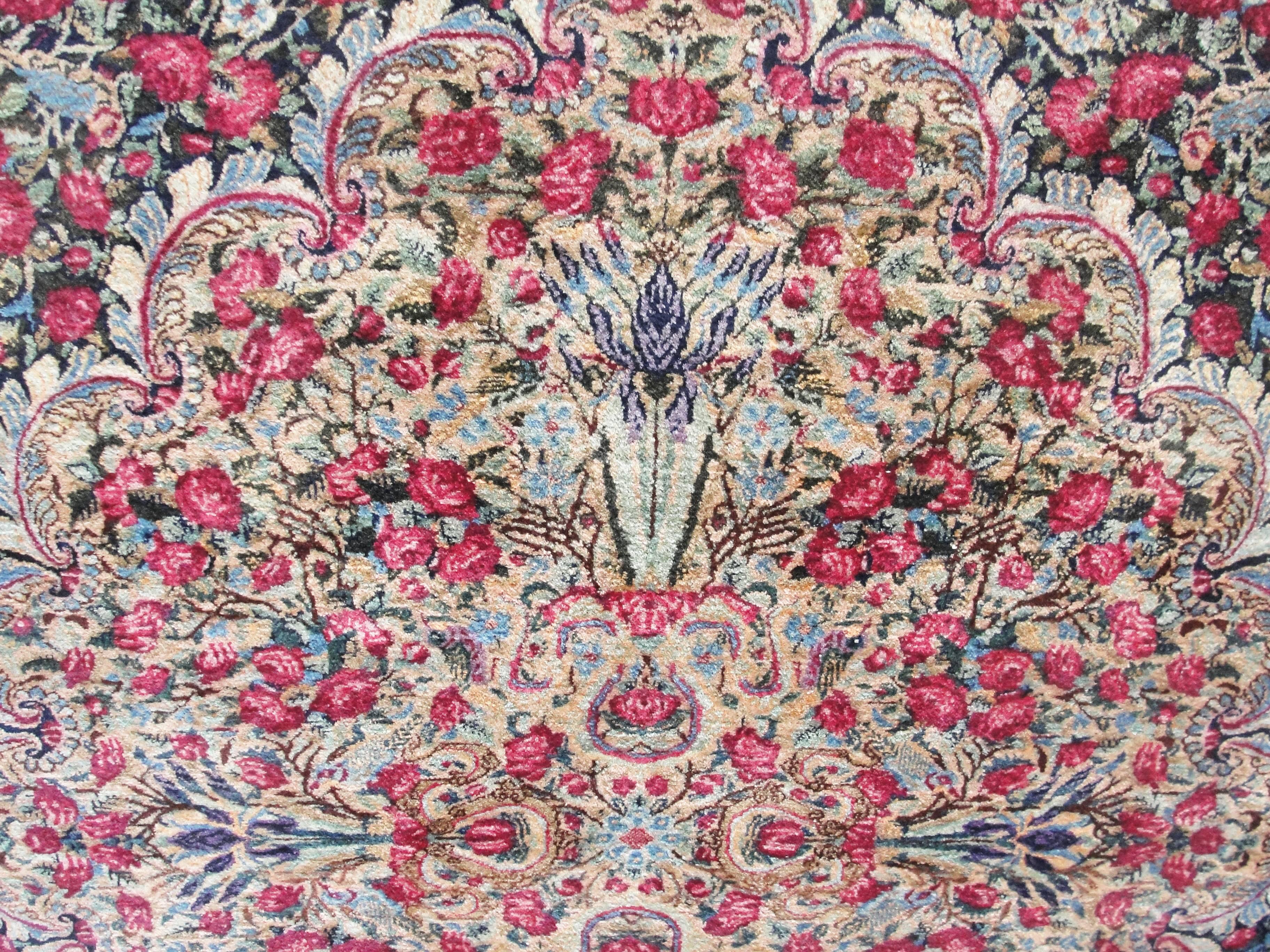 Antique Persian Kerman laver Carpet, circa 1920s, 8'8