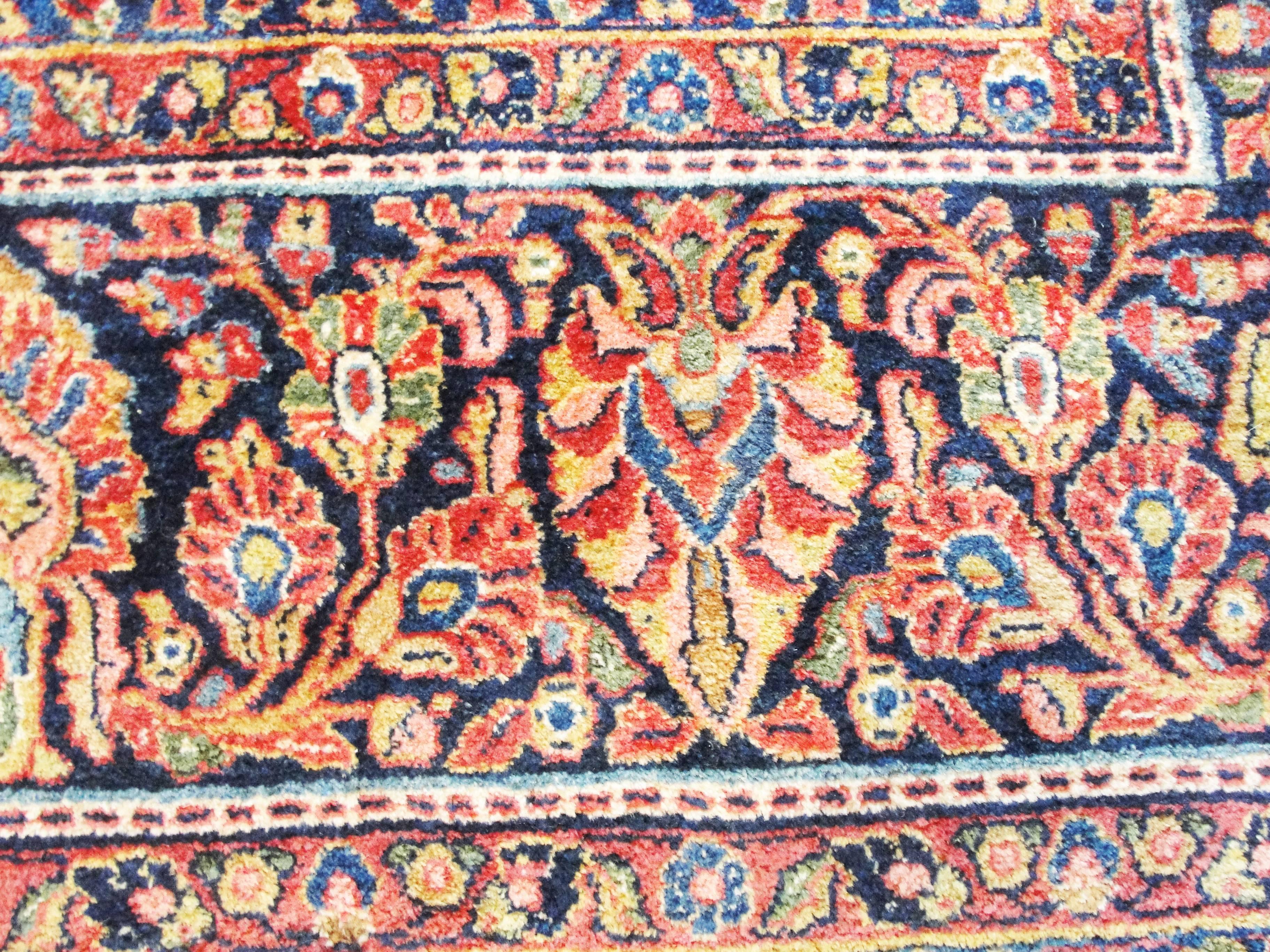 Grape Design Persian Sarouk, circa 1930, Unusual Size In Excellent Condition In Evanston, IL
