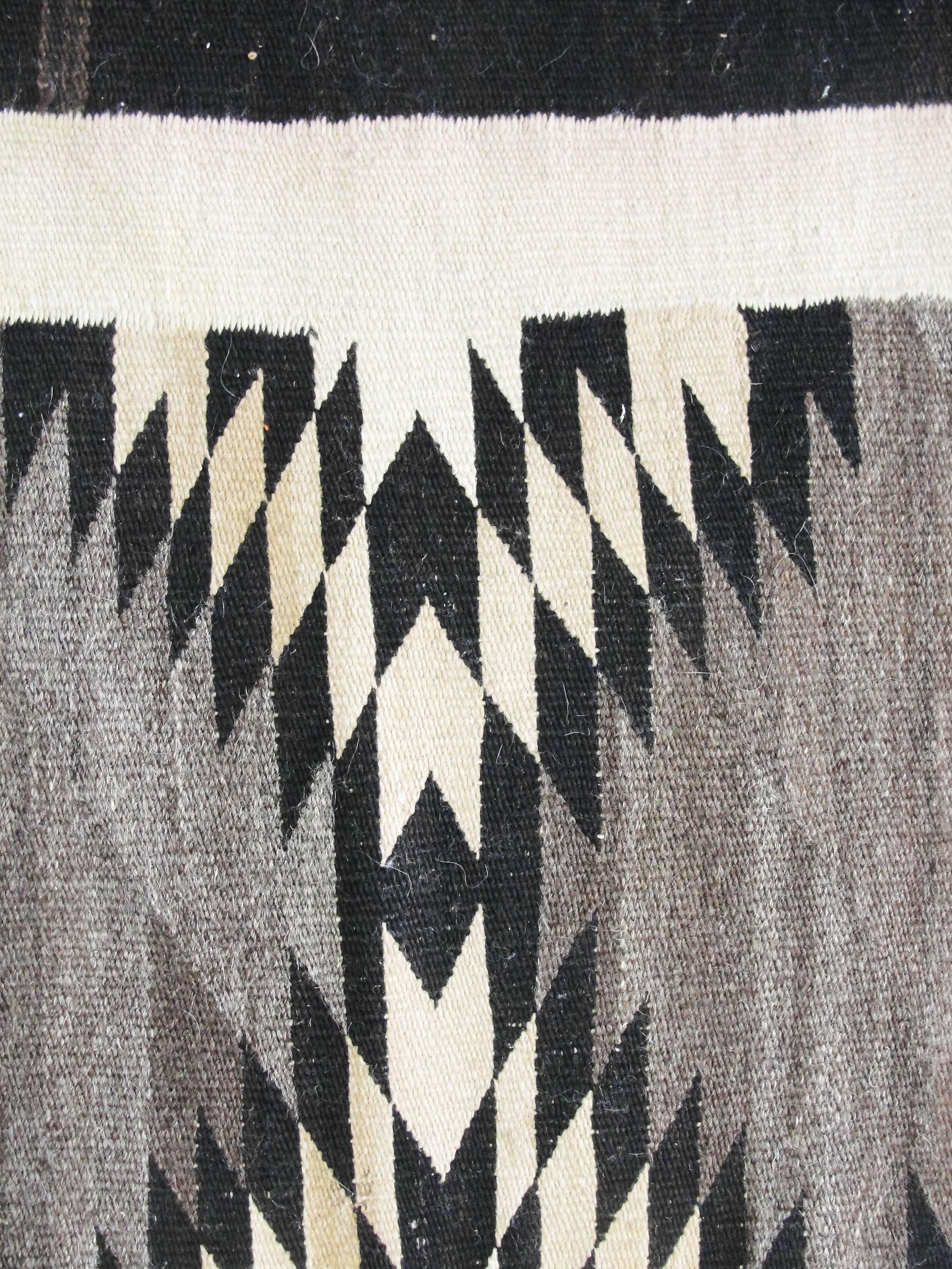 Wool Navajo Natural Rug with Star Motifs, circa 1900