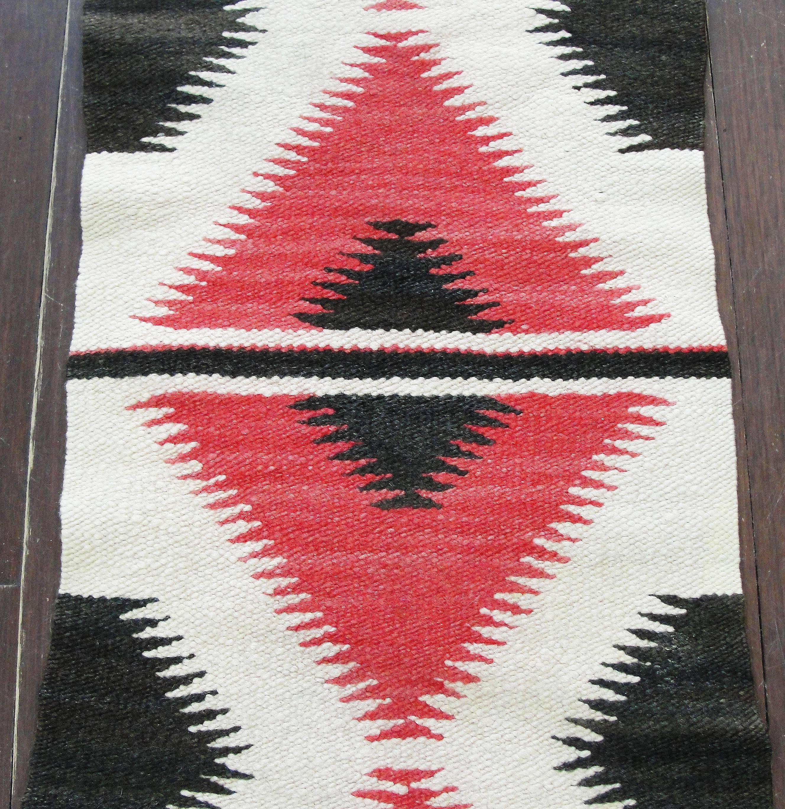 Hand-Woven Spectacular Antique Double Saddle Navajo Rug