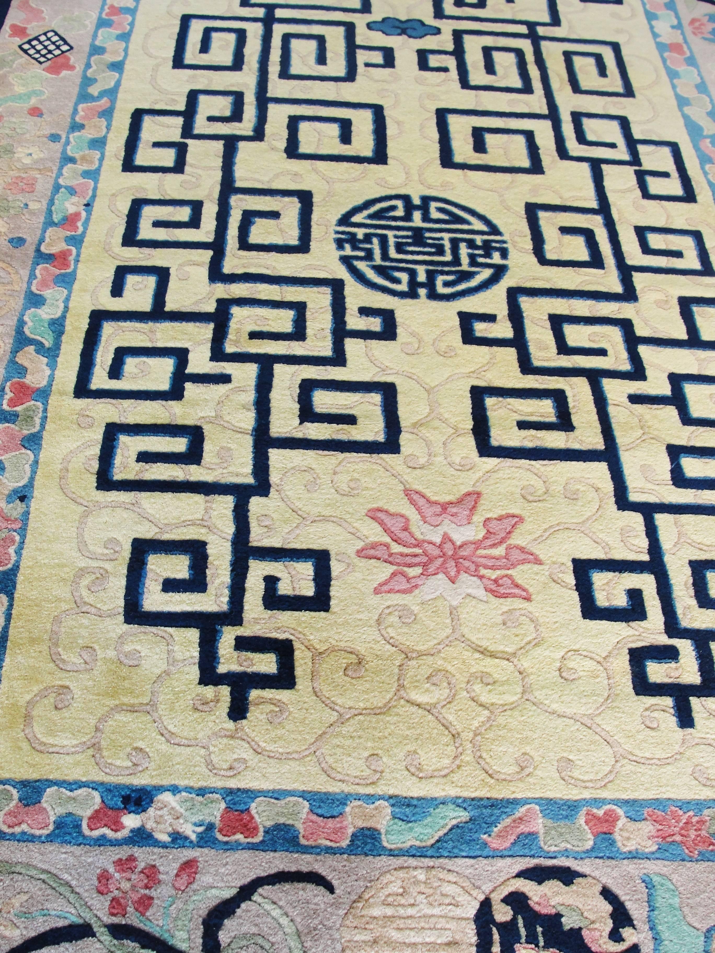 Antique Art Deco Chinese Runner Or Gallery Size Carpet, 5'2