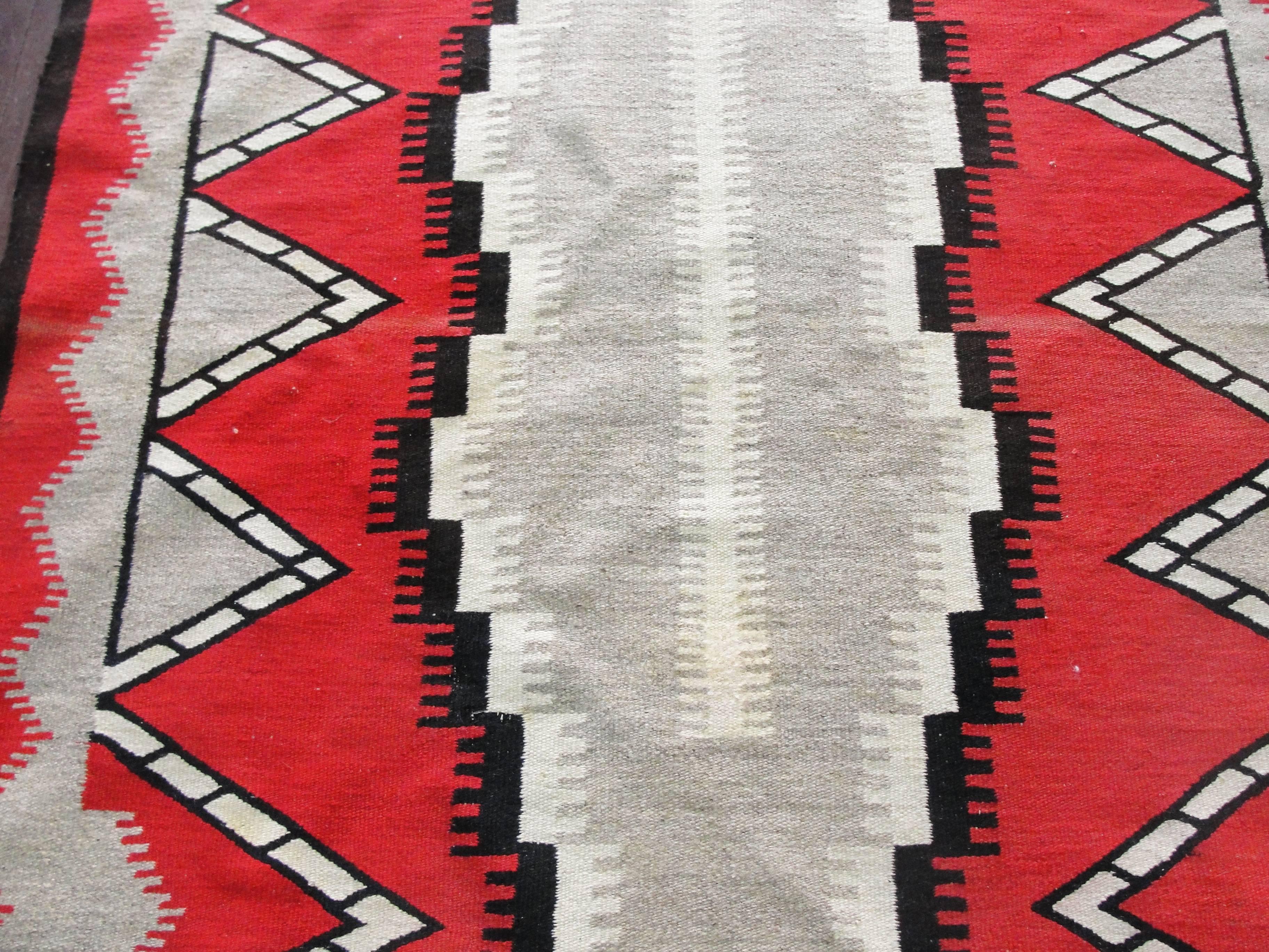 Hand-Woven Antique Navajo Eye-dazzler Rug, 3'9