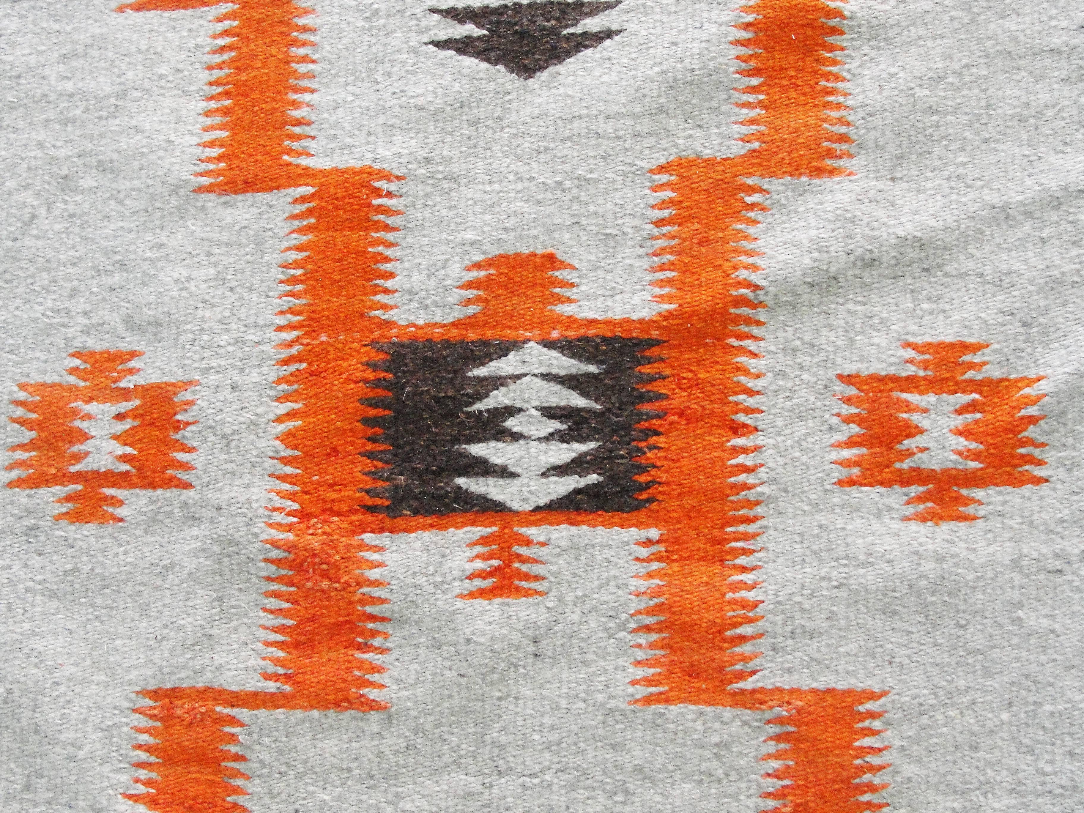Hand-Woven  Navajo Rug Storm Pattern , 4'10
