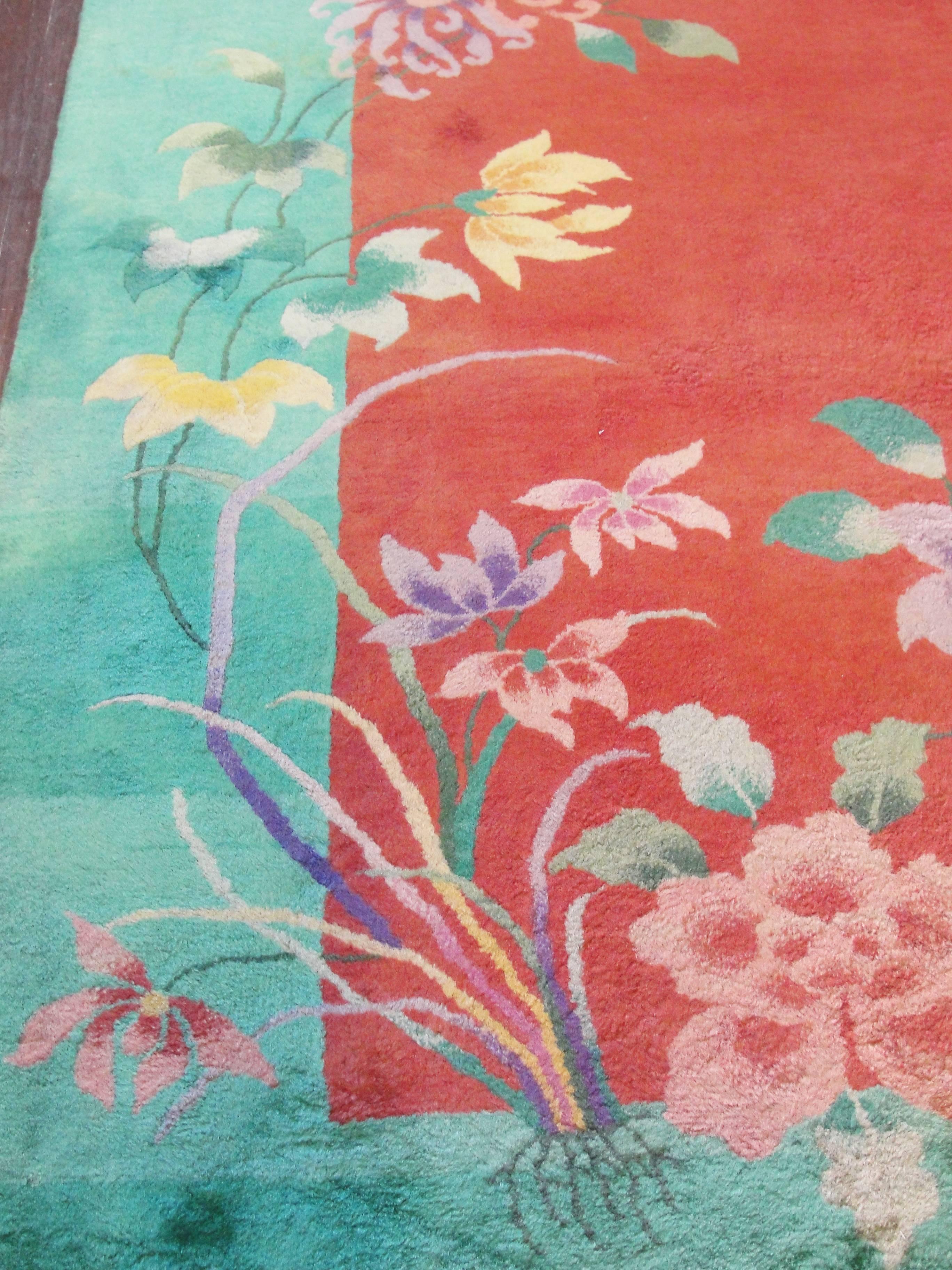  Antique Art Deco Chinese Carpet, Perfect For Sale 1