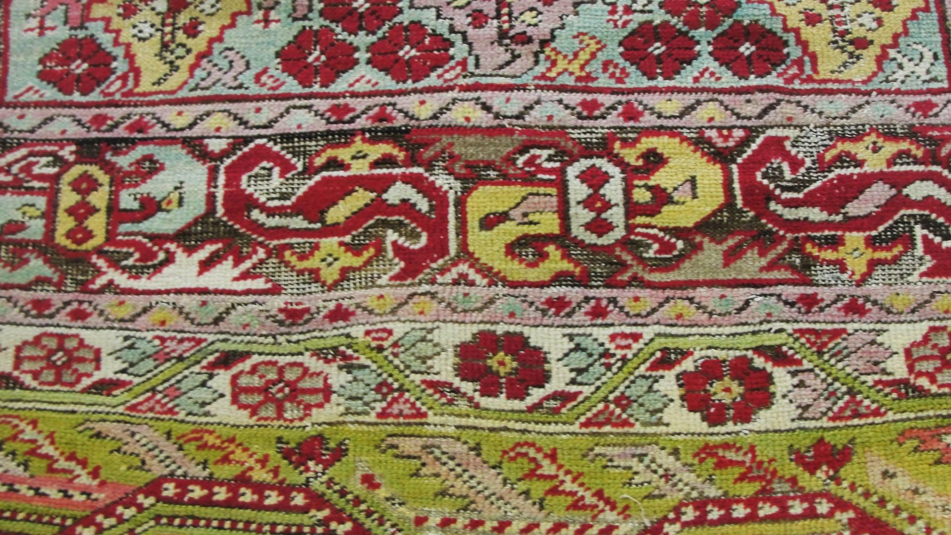 Hand-Woven  Antique Turkish Ghiordes/Oushak Rug/Runner For Sale