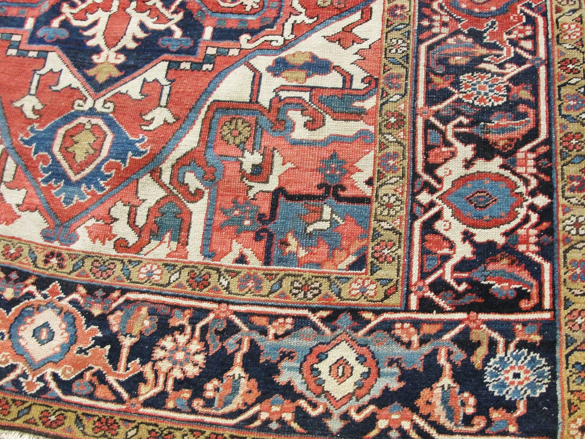  Antique Persian Serapi Rug, 4'11
