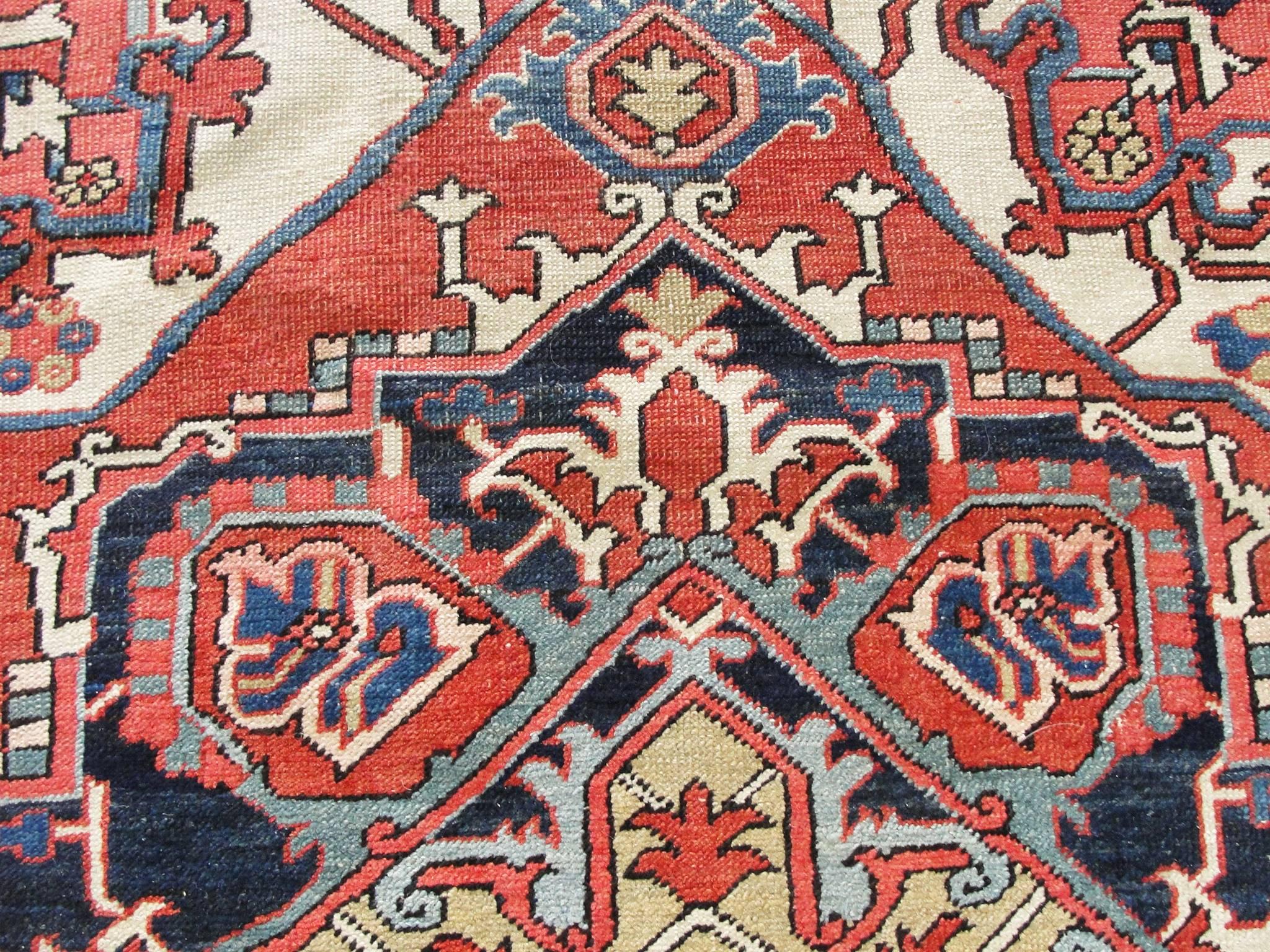  Antique Persian Serapi Rug, 4'11
