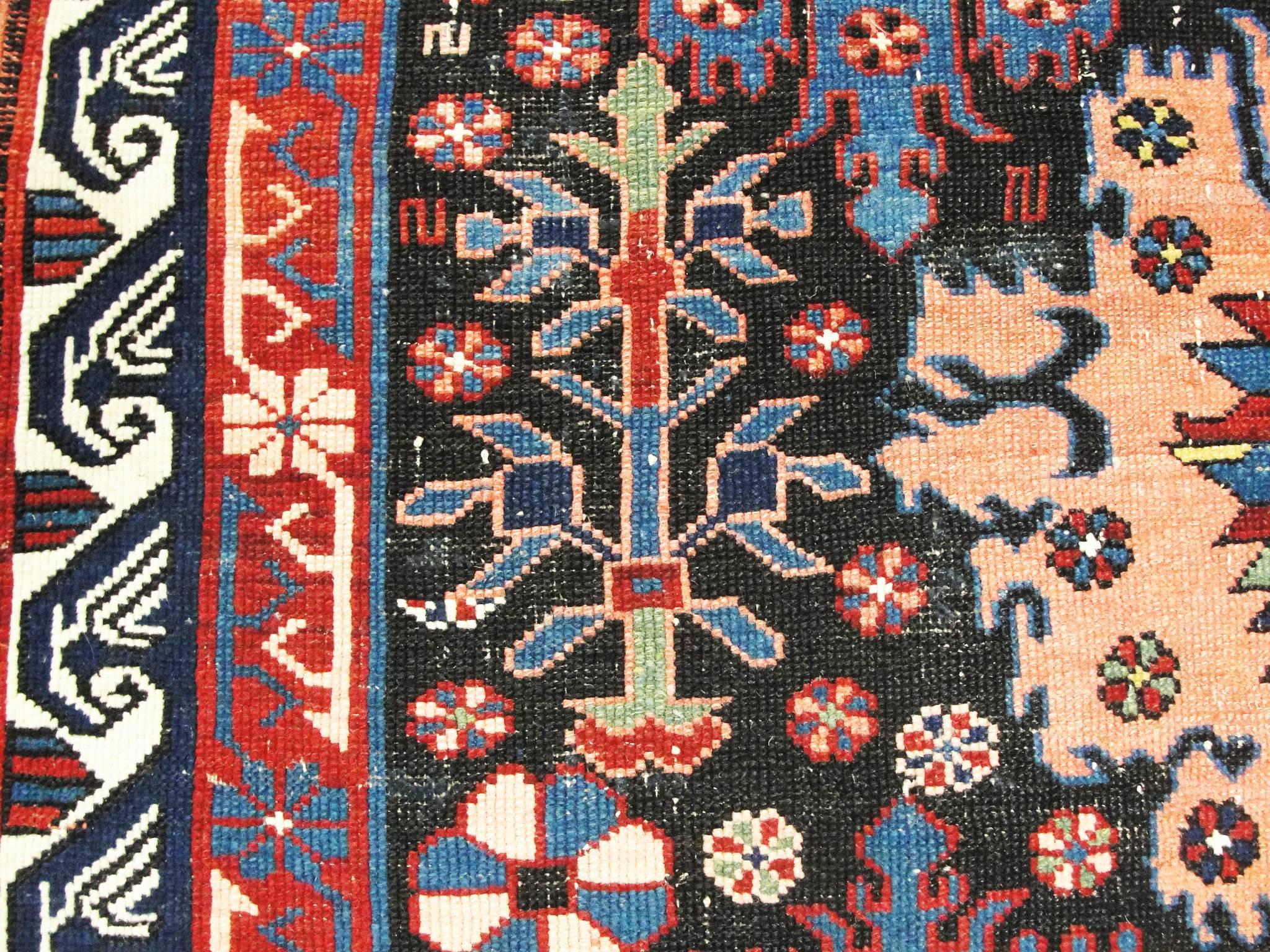 Wool Antique Seychour Caucasian Rug, 3'8
