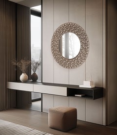 Chrysalis Round Mirror, Light Gold Finish
